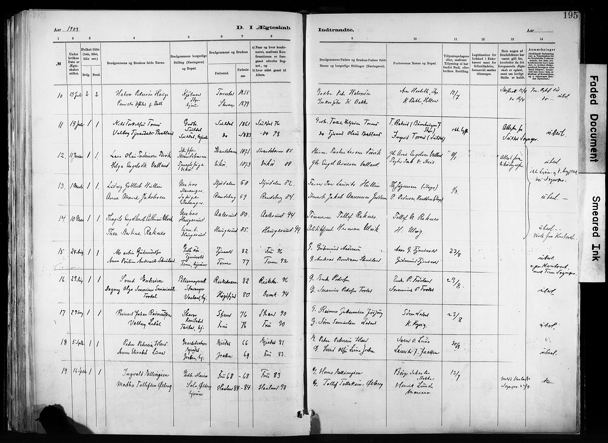 Hetland sokneprestkontor, AV/SAST-A-101826/30/30BA/L0011: Parish register (official) no. A 11, 1884-1911, p. 195