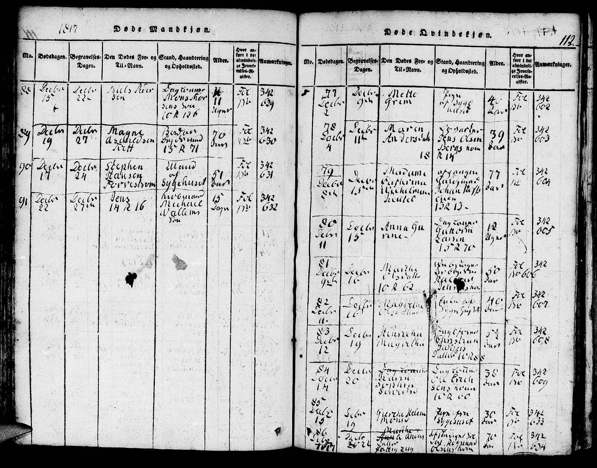 Domkirken sokneprestembete, AV/SAB-A-74801/H/Hab/L0001: Parish register (copy) no. A 1, 1816-1821, p. 112