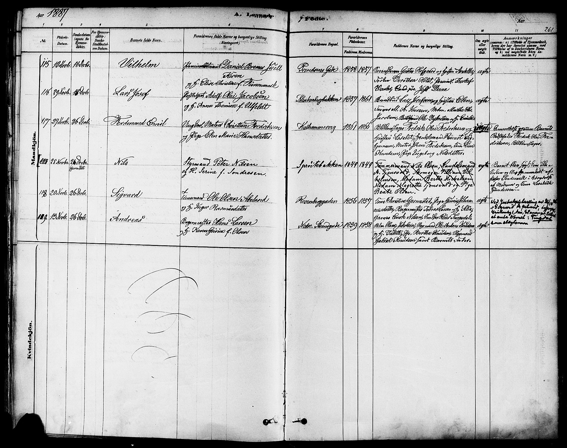 Domkirken sokneprestkontor, AV/SAST-A-101812/001/30/30BA/L0026: Parish register (official) no. A 25, 1878-1889, p. 261