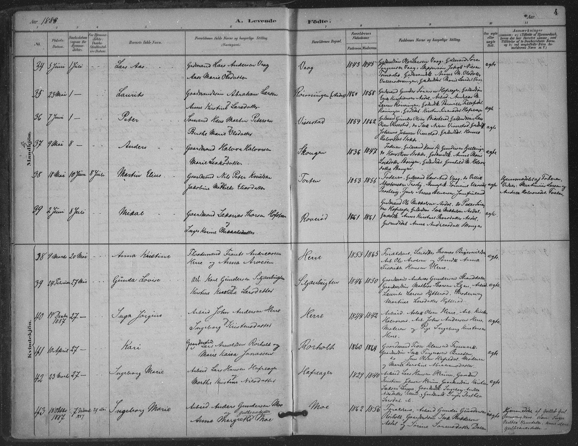 Bamble kirkebøker, AV/SAKO-A-253/F/Fa/L0008: Parish register (official) no. I 8, 1888-1900, p. 4