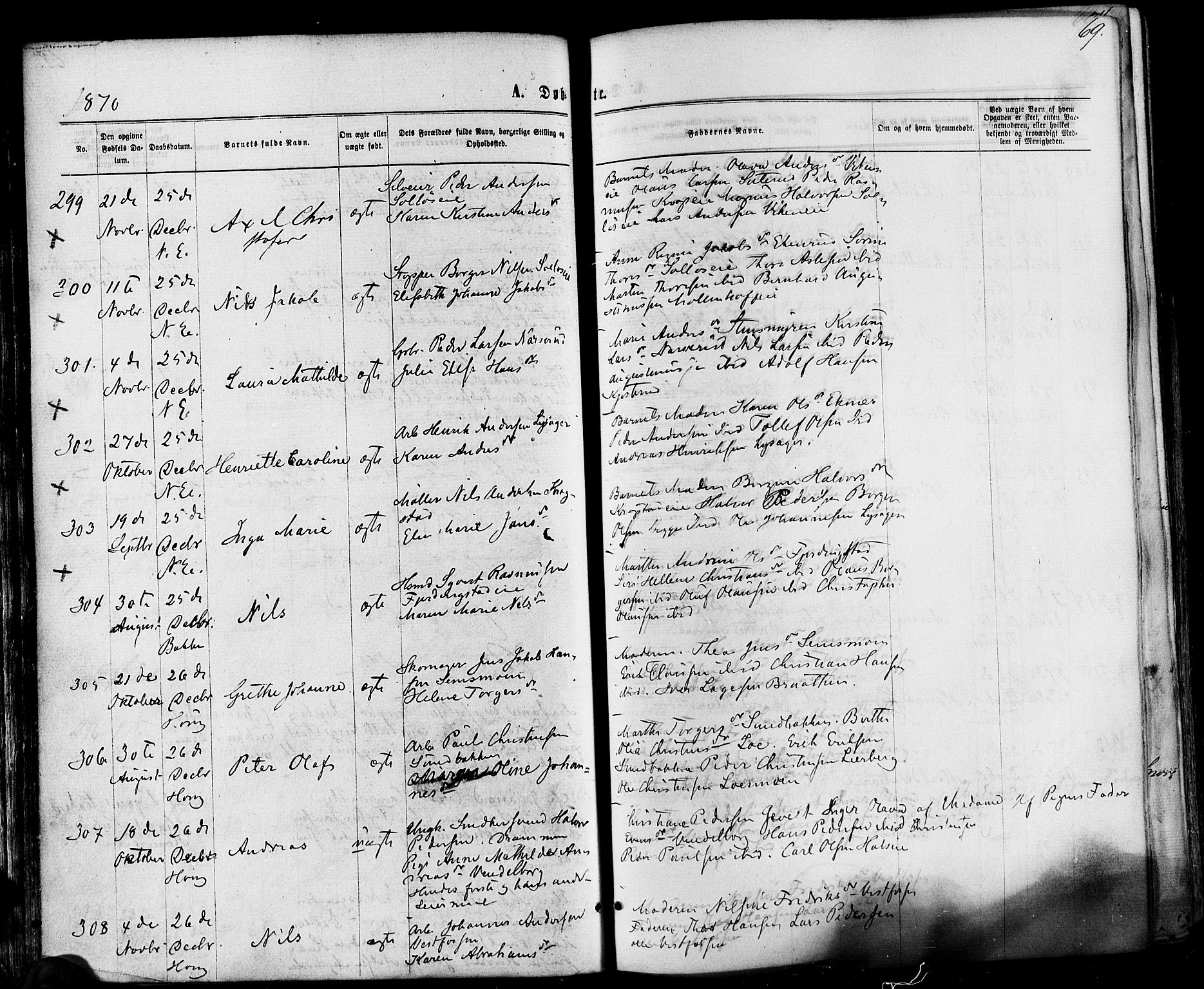 Eiker kirkebøker, AV/SAKO-A-4/F/Fa/L0017: Parish register (official) no. I 17, 1869-1877, p. 69