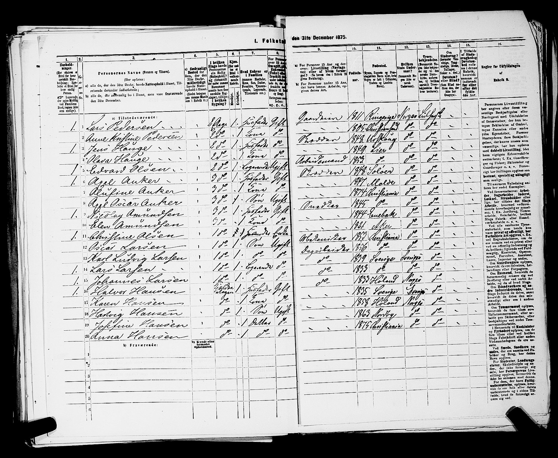 RA, 1875 census for 0301 Kristiania, 1875, p. 5560