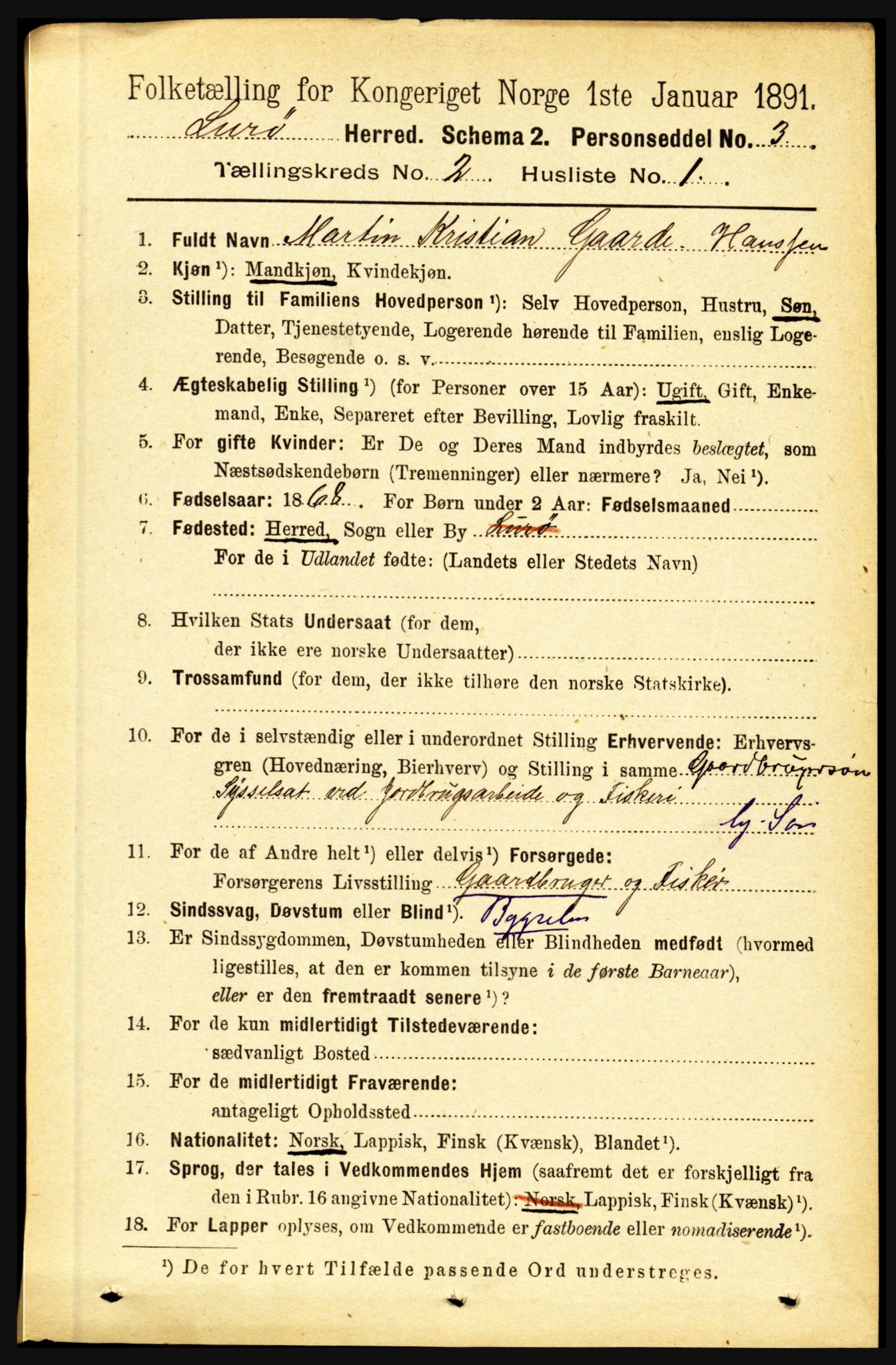 RA, 1891 census for 1834 Lurøy, 1891, p. 750