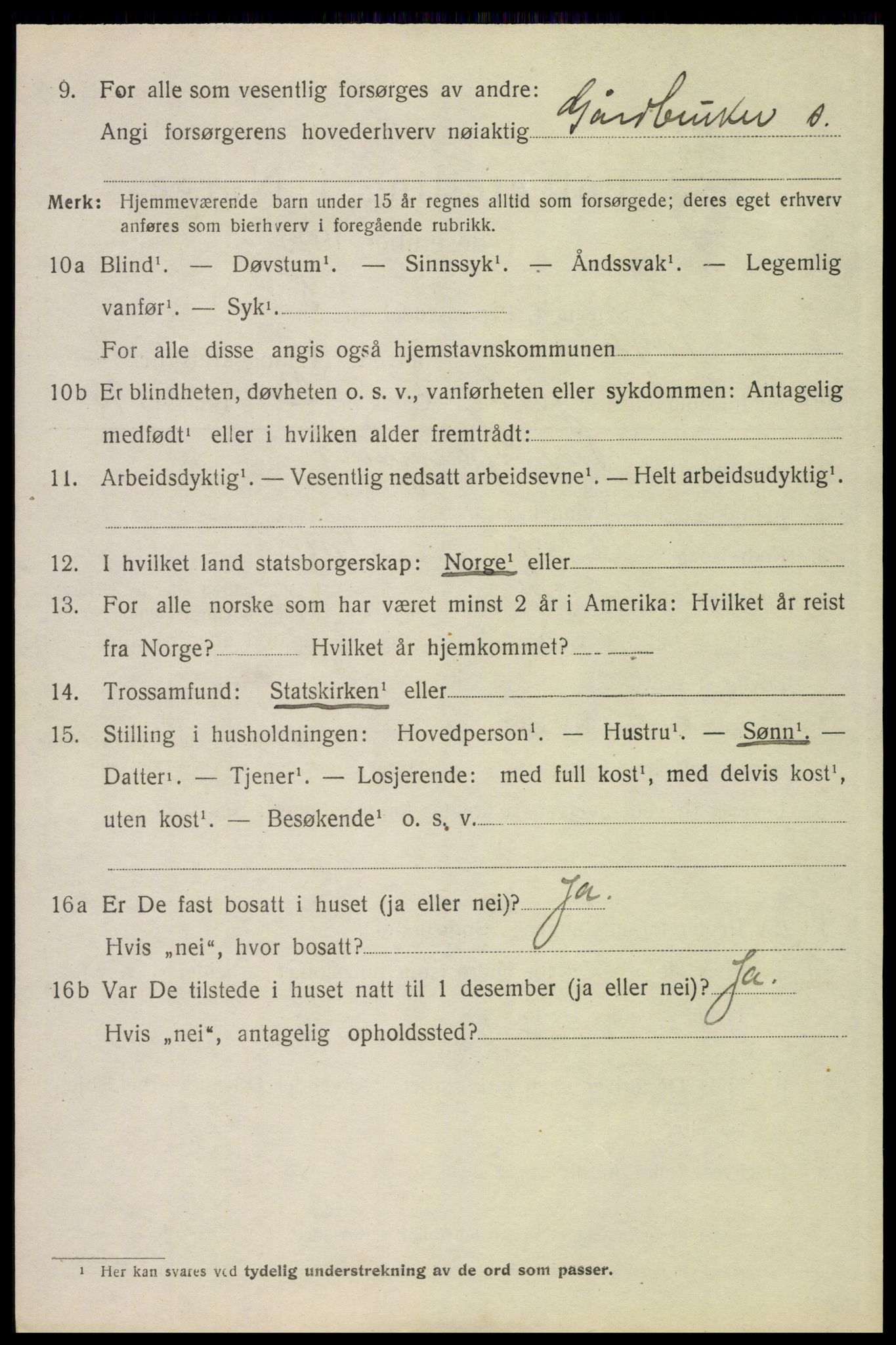 SAH, 1920 census for Trysil, 1920, p. 9430