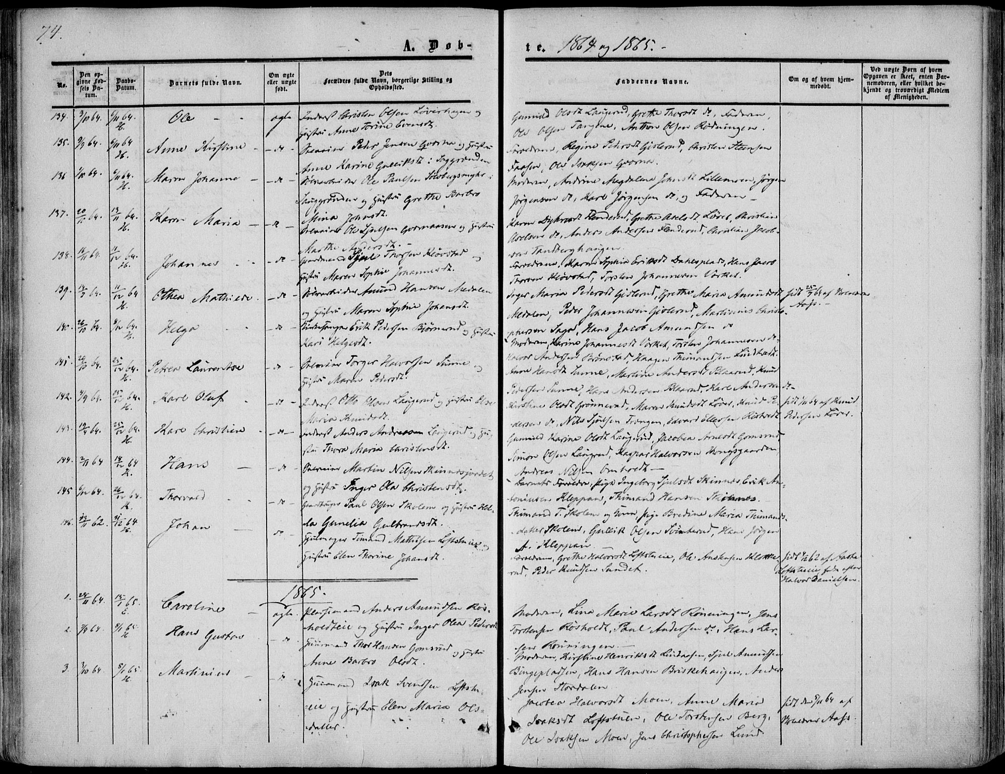 Sandsvær kirkebøker, AV/SAKO-A-244/F/Fa/L0006: Parish register (official) no. I 6, 1857-1868, p. 74