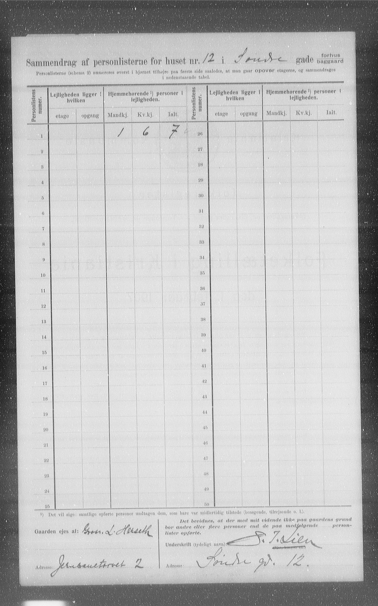 OBA, Municipal Census 1907 for Kristiania, 1907, p. 54130