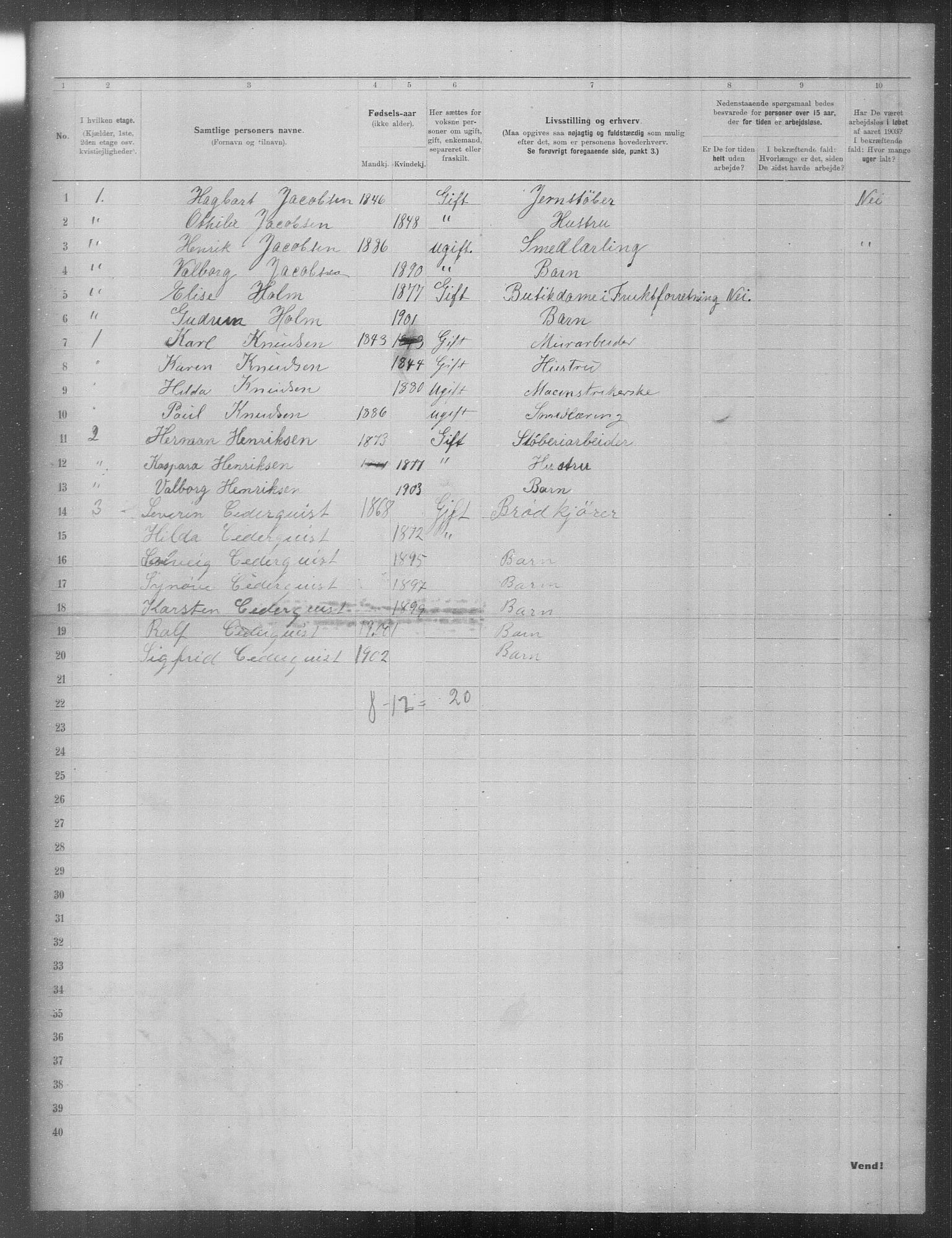 OBA, Municipal Census 1903 for Kristiania, 1903, p. 14778