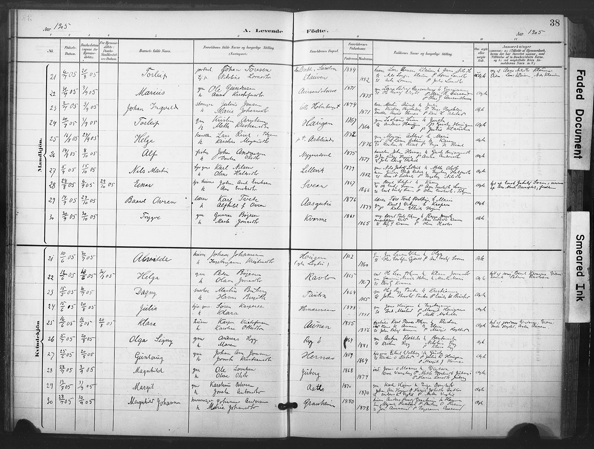 Ministerialprotokoller, klokkerbøker og fødselsregistre - Nord-Trøndelag, AV/SAT-A-1458/713/L0122: Parish register (official) no. 713A11, 1899-1910, p. 38