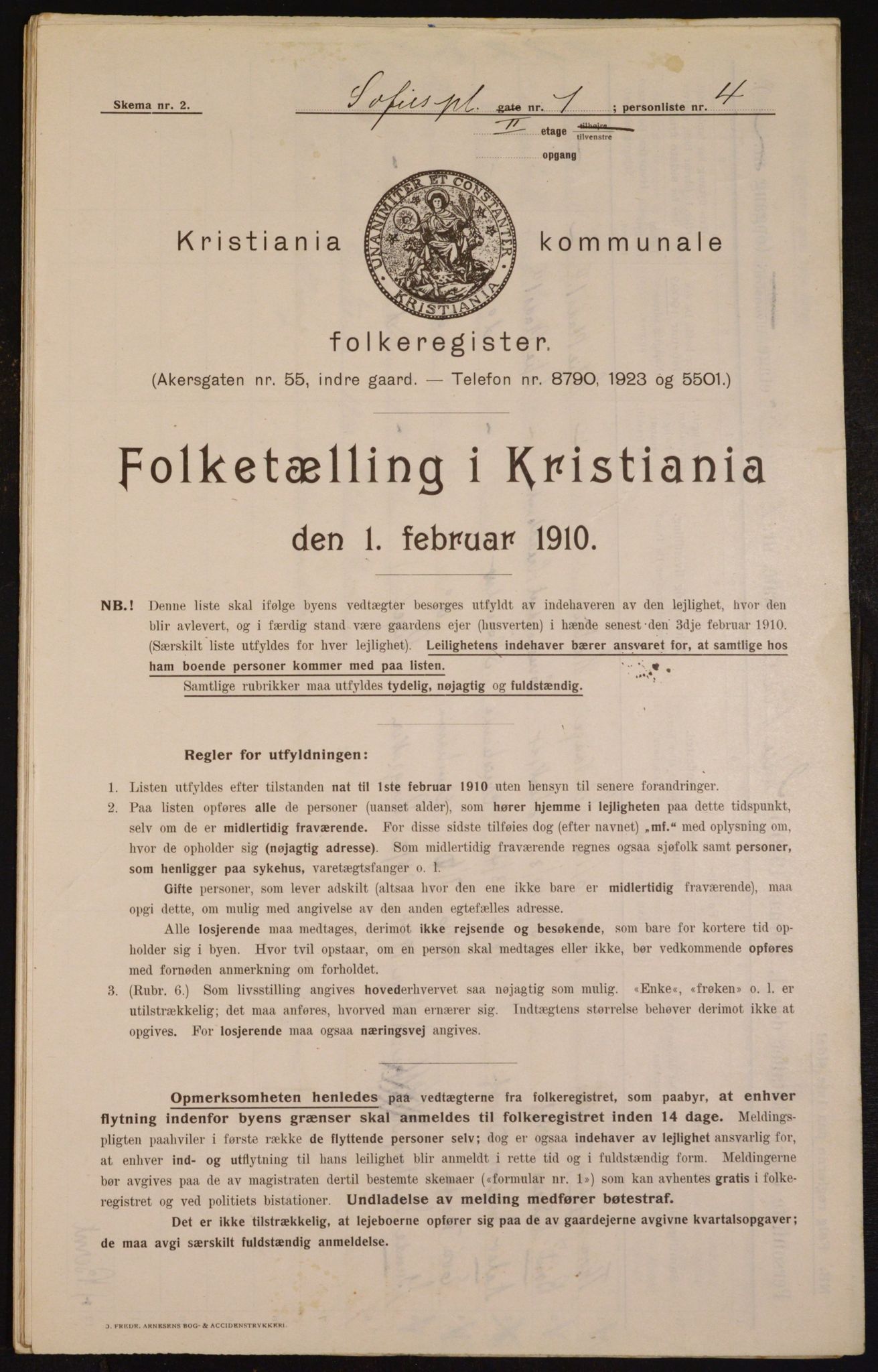 OBA, Municipal Census 1910 for Kristiania, 1910, p. 94685