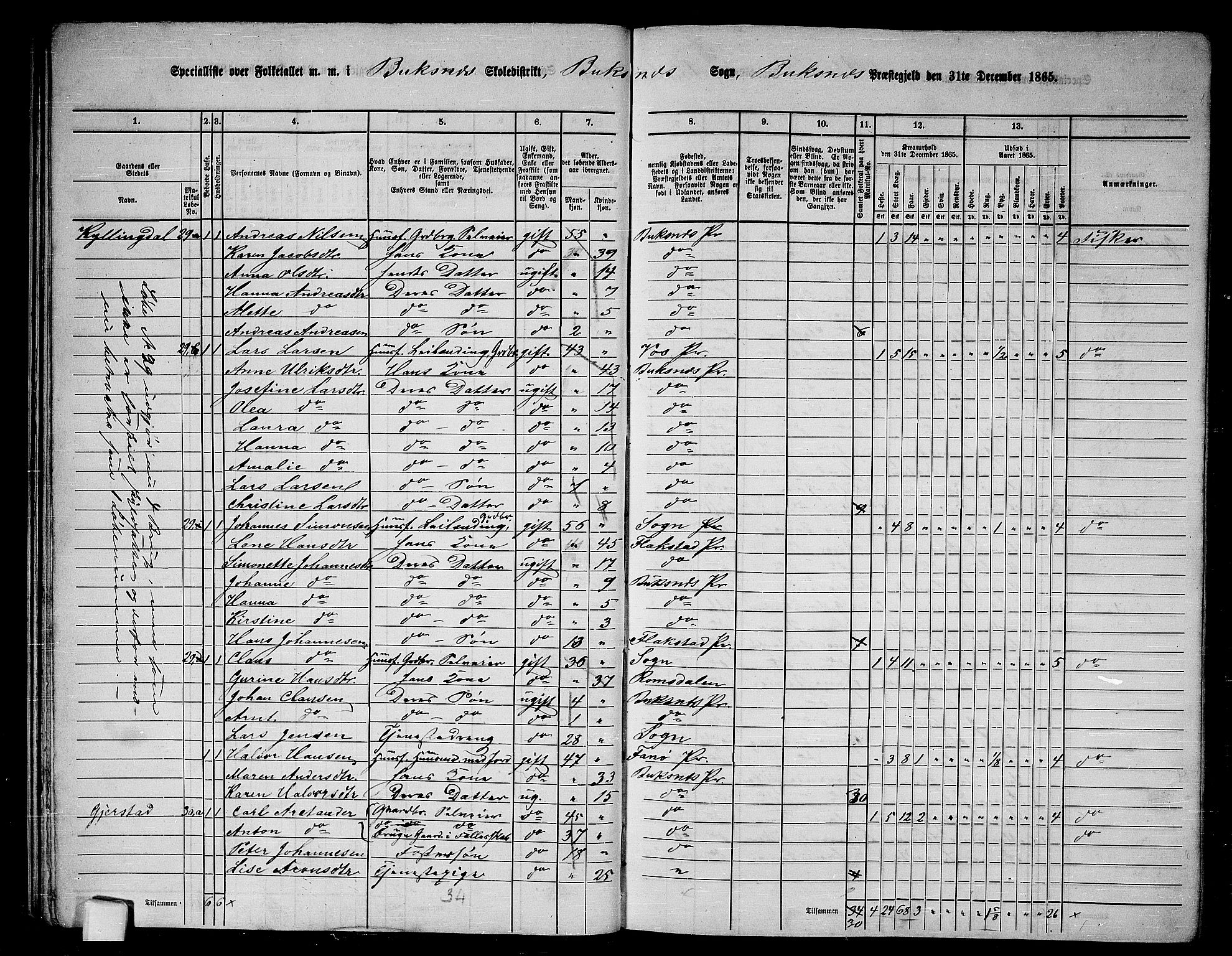 RA, 1865 census for Buksnes, 1865, p. 24