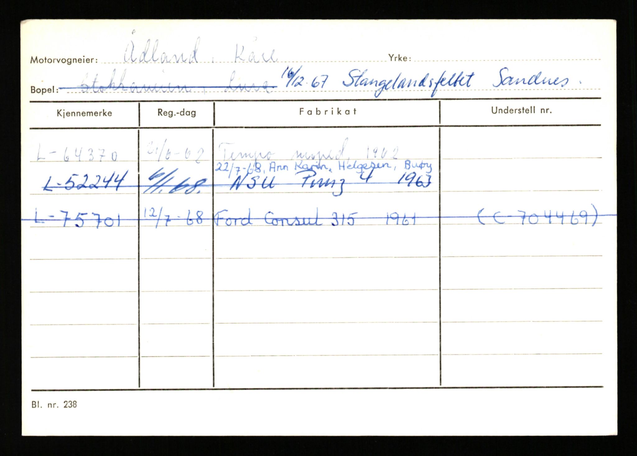 Stavanger trafikkstasjon, AV/SAST-A-101942/0/H/L0044: Øksna - Åmo, 1930-1971, p. 2146