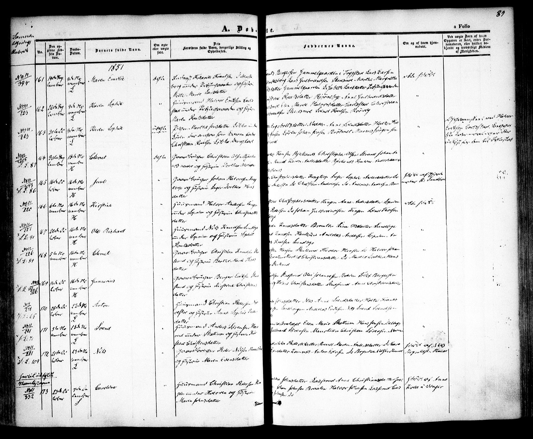 Høland prestekontor Kirkebøker, AV/SAO-A-10346a/F/Fa/L0009: Parish register (official) no. I 9, 1846-1853, p. 89