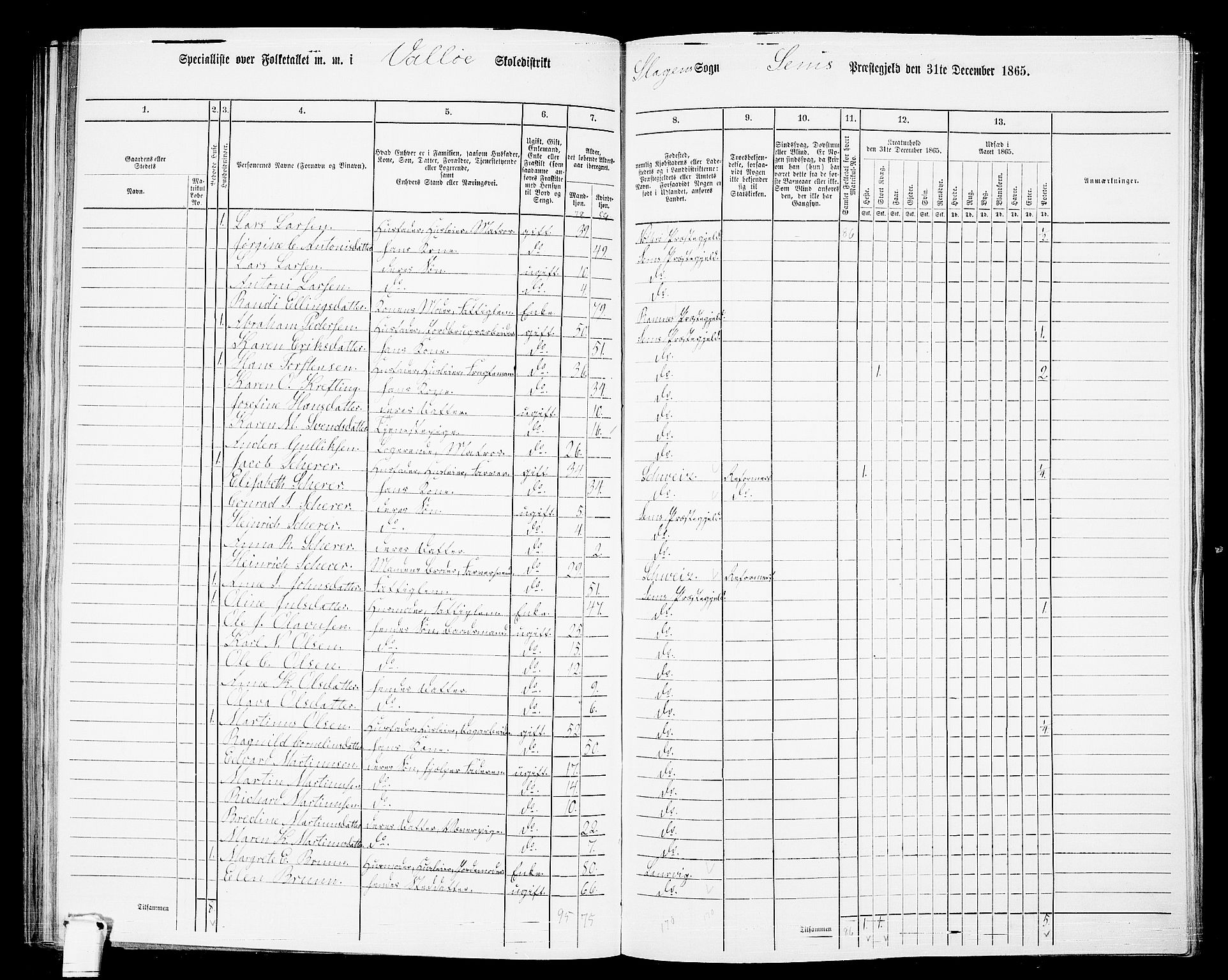 RA, 1865 census for Sem, 1865, p. 160