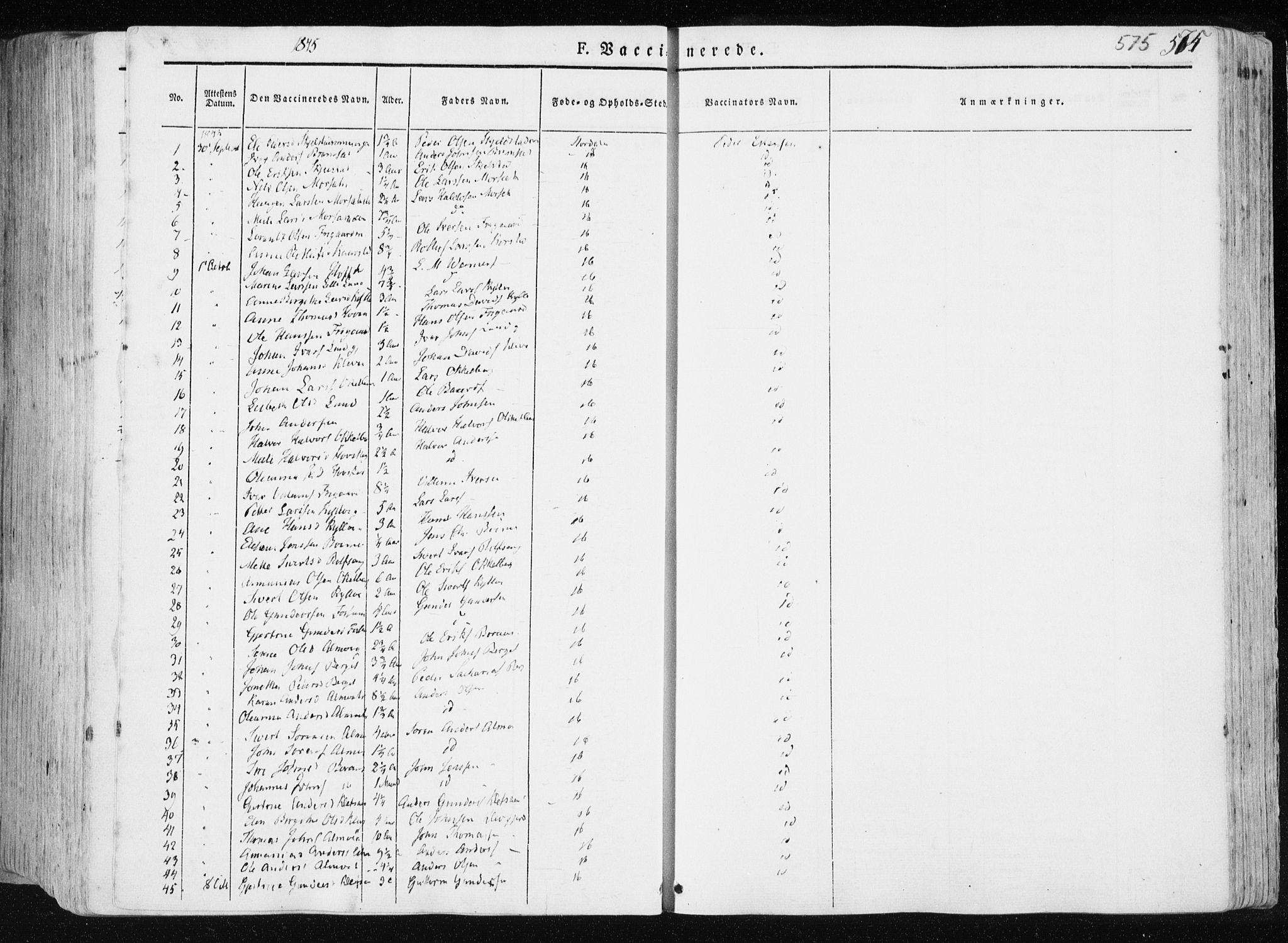 Ministerialprotokoller, klokkerbøker og fødselsregistre - Nord-Trøndelag, AV/SAT-A-1458/709/L0074: Parish register (official) no. 709A14, 1845-1858, p. 575