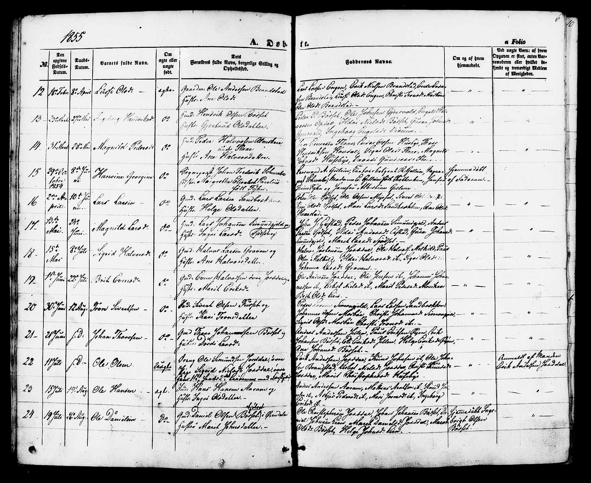 Ministerialprotokoller, klokkerbøker og fødselsregistre - Møre og Romsdal, AV/SAT-A-1454/588/L1004: Parish register (official) no. 588A01, 1854-1870, p. 6