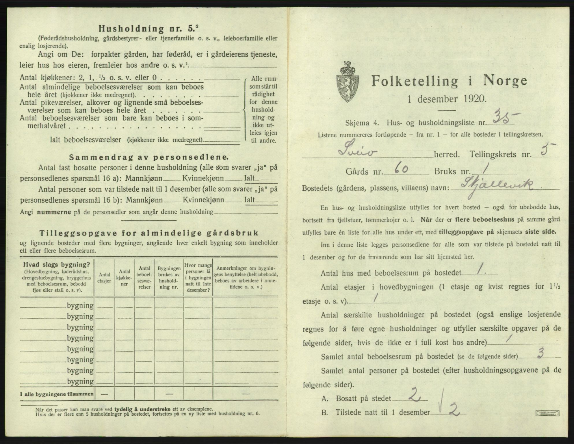 SAB, 1920 census for Sveio, 1920, p. 382