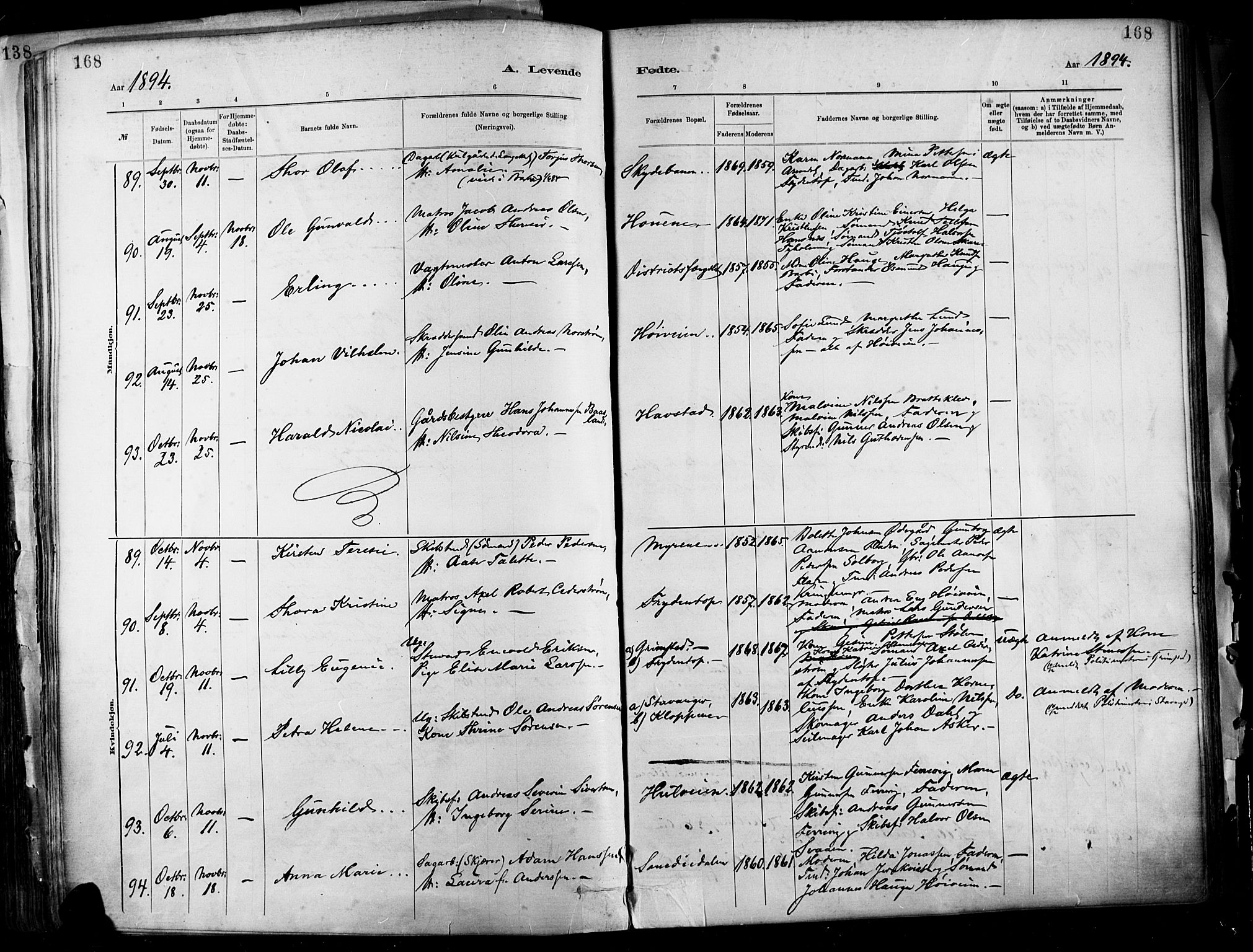 Barbu sokneprestkontor, SAK/1111-0003/F/Fa/L0002: Parish register (official) no. A 2, 1883-1898, p. 168