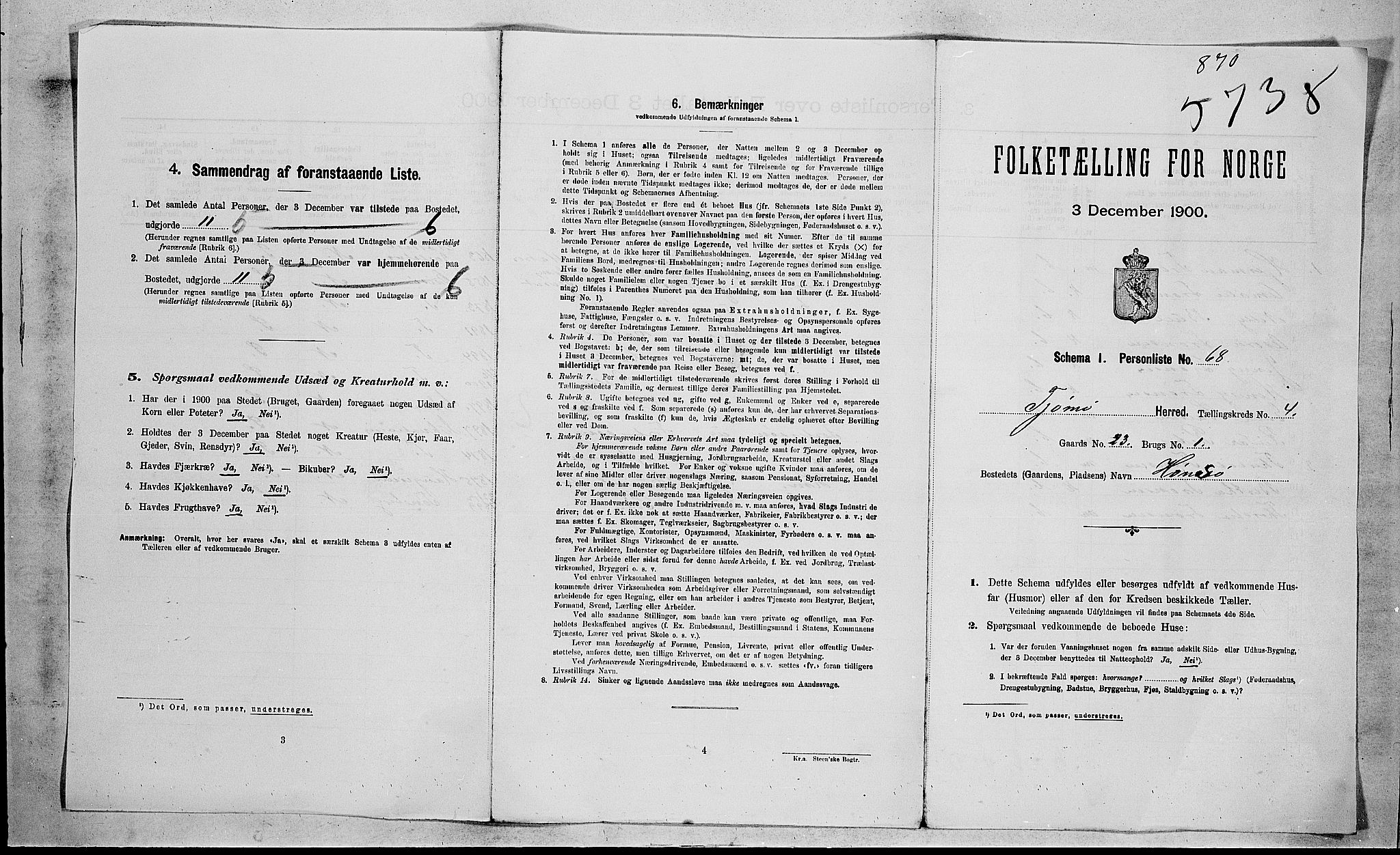 RA, 1900 census for Tjøme, 1900, p. 58