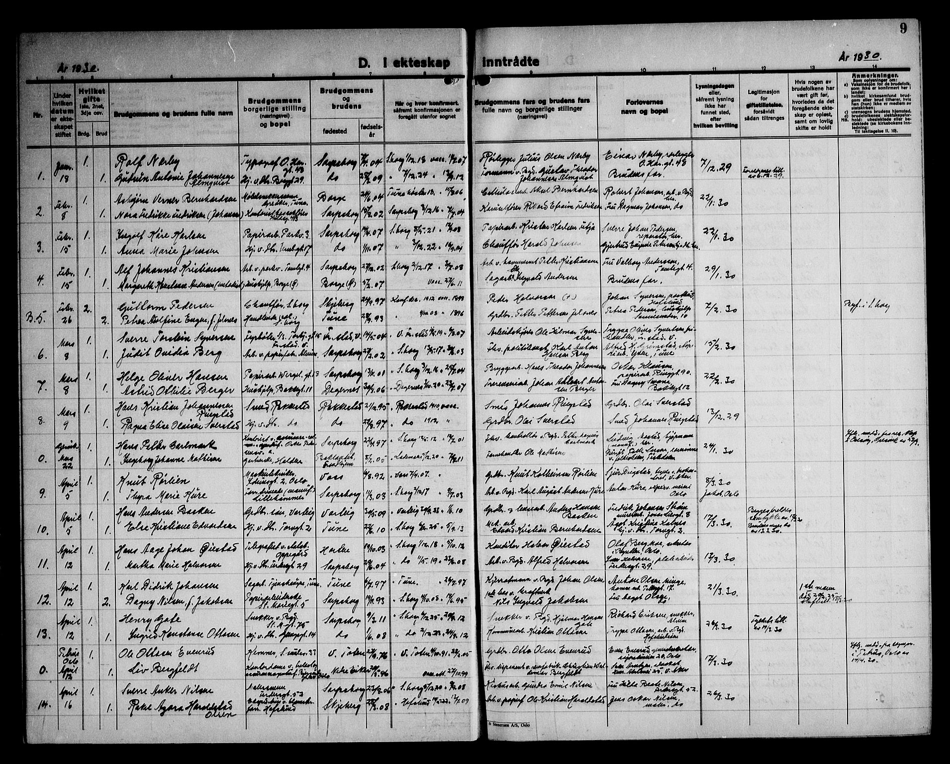 Sarpsborg prestekontor Kirkebøker, SAO/A-2006/G/Ga/L0004: Parish register (copy) no. 4, 1929-1949, p. 9