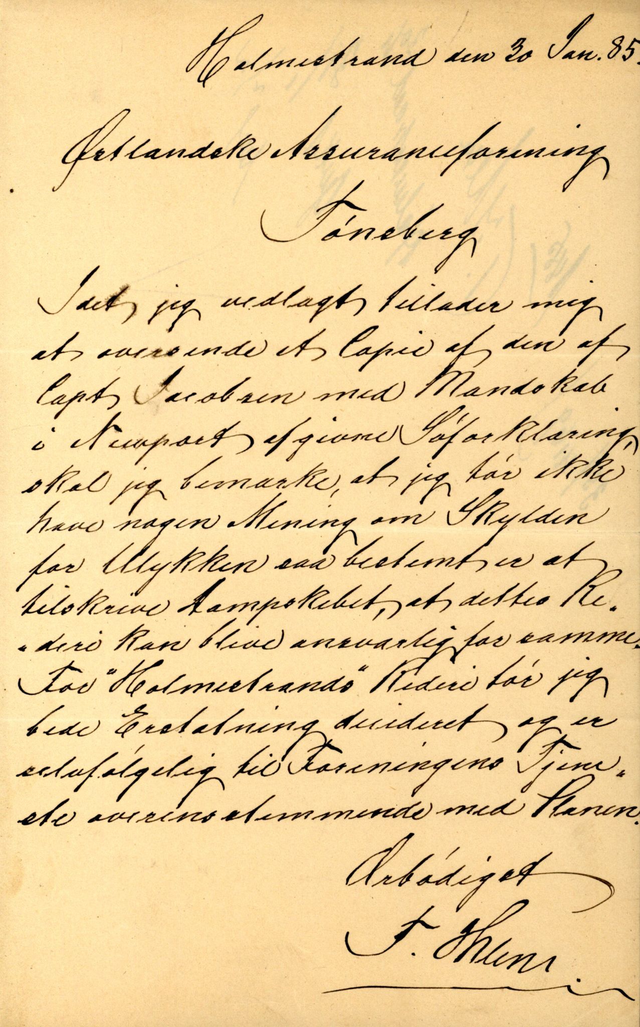 Pa 63 - Østlandske skibsassuranceforening, VEMU/A-1079/G/Ga/L0017/0013: Havaridokumenter / Diaz, Holmestrand, Kalliope, Olaf Trygvason, Norafjeld, 1884, p. 30