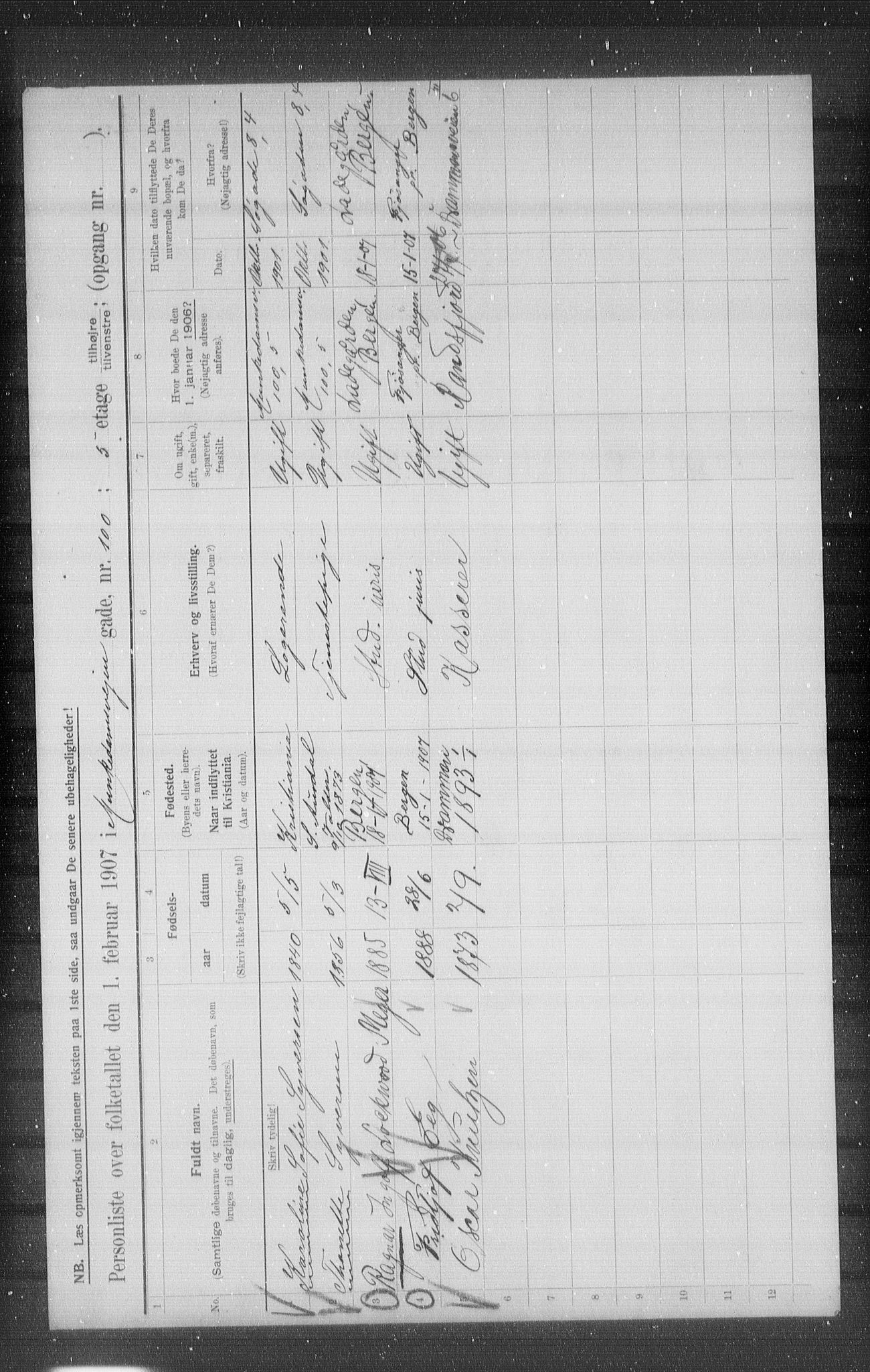 OBA, Municipal Census 1907 for Kristiania, 1907, p. 34710