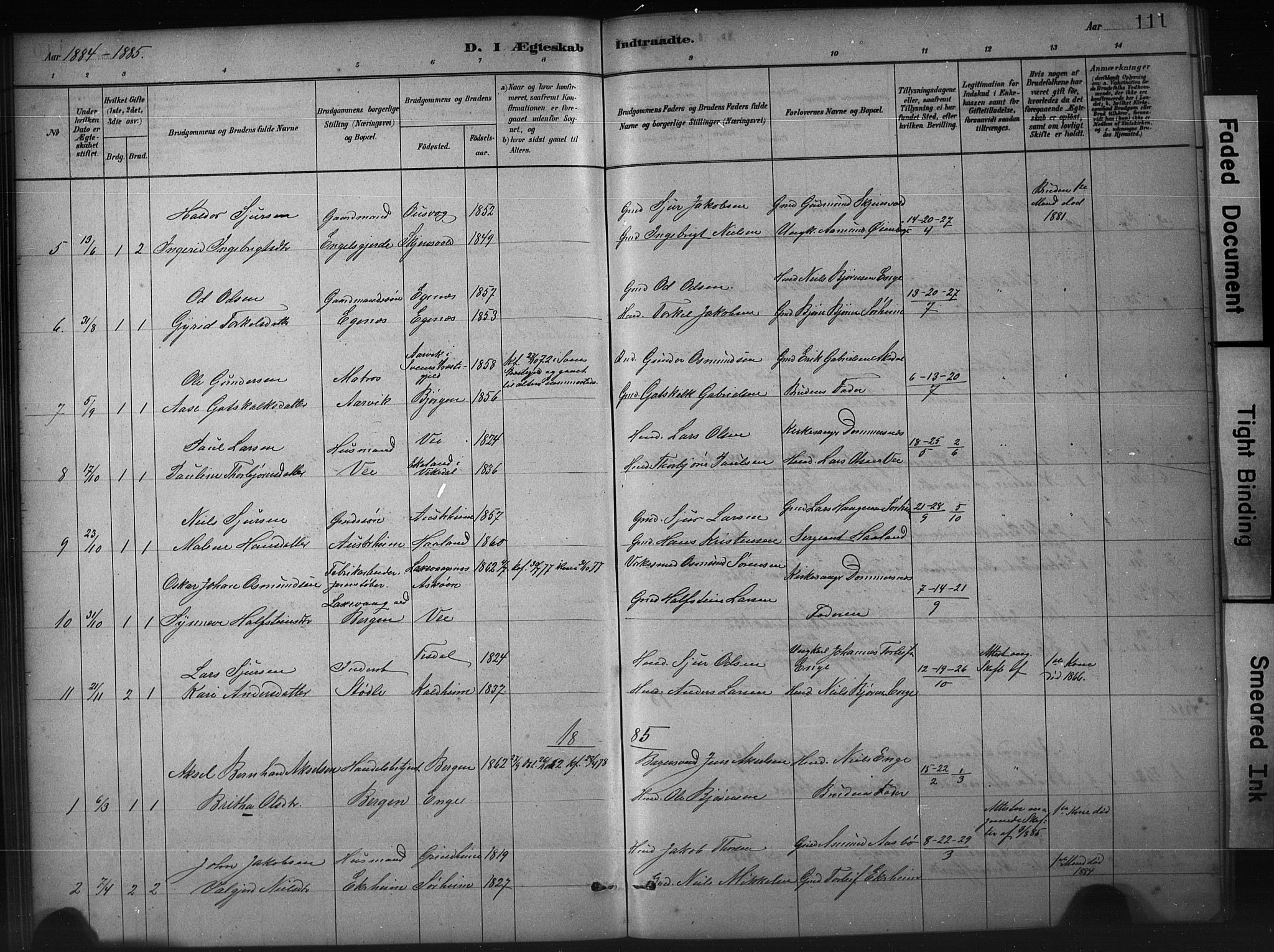 Etne sokneprestembete, SAB/A-75001/H/Hab: Parish register (copy) no. A 5, 1879-1896, p. 111