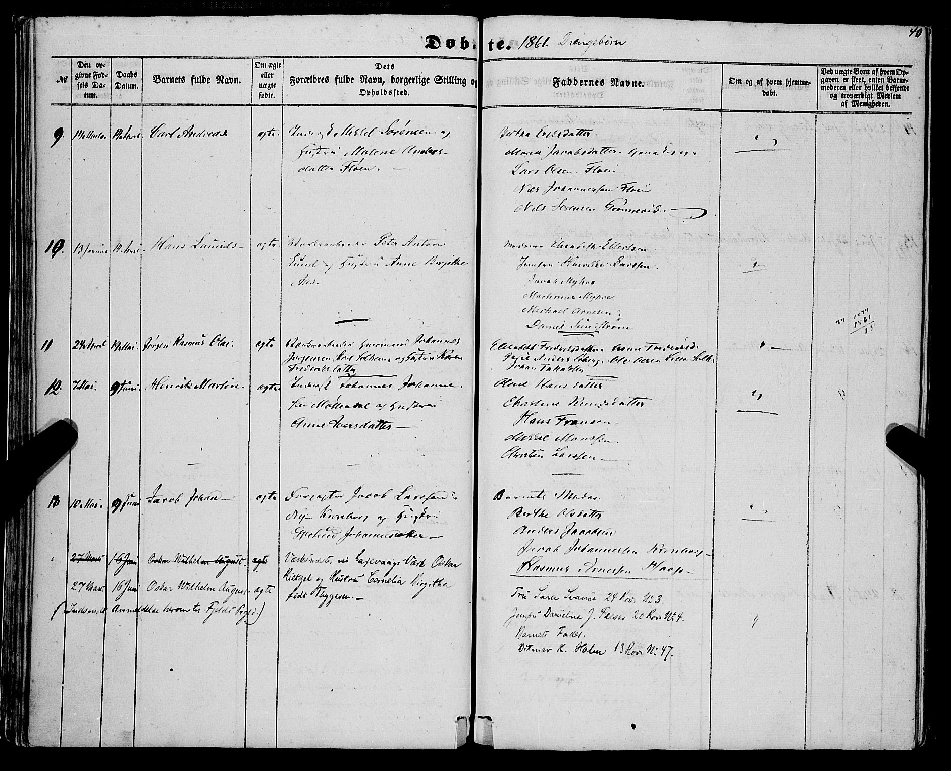 St. Jørgens hospital og Årstad sokneprestembete, SAB/A-99934: Parish register (official) no. A 5, 1857-1869, p. 40