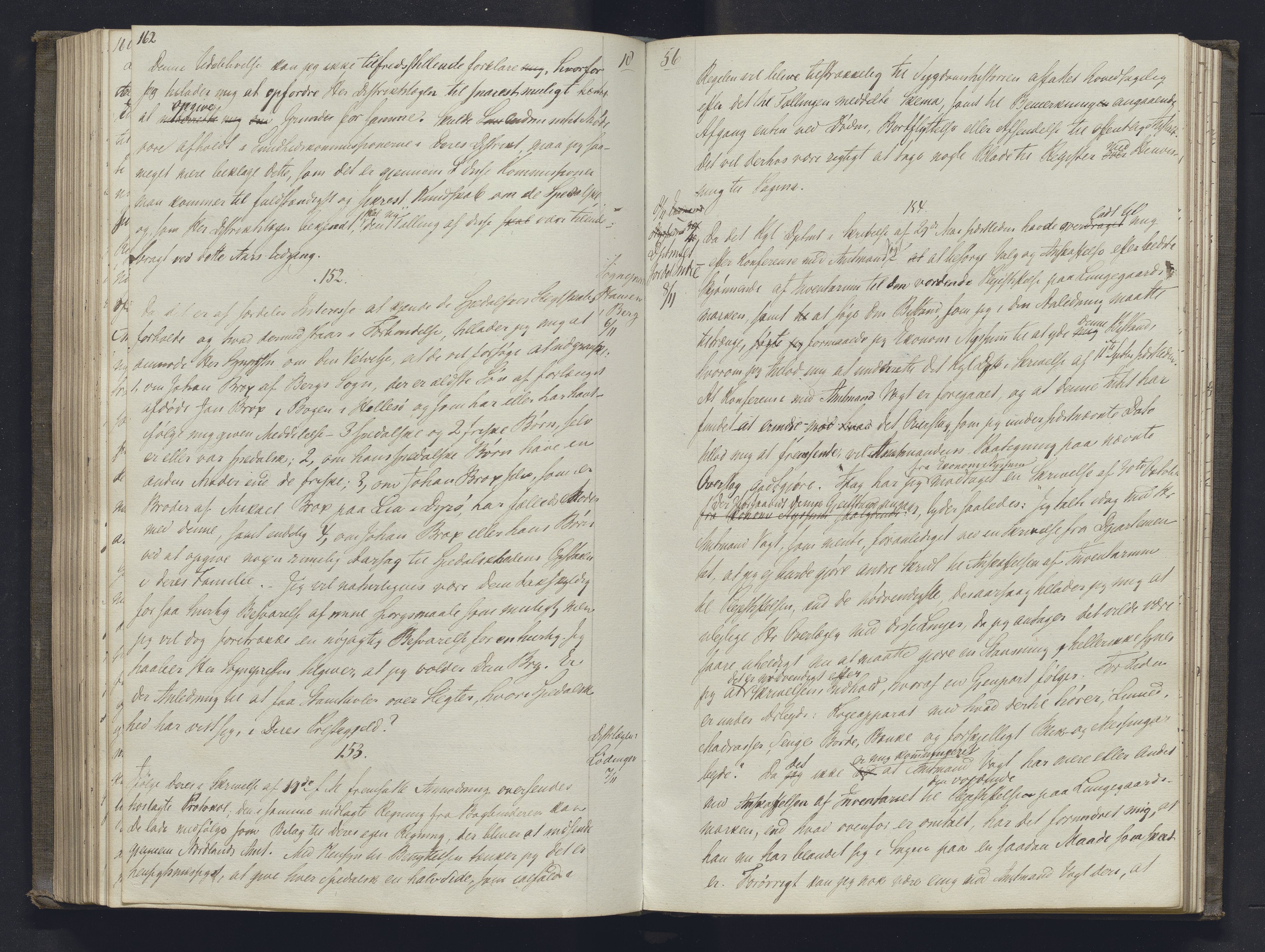Lepraarkiver - Overlegen for den spedalske sykdom, AV/SAB-A-61001/B.b/L0001: Kopibok, 1854-1858, p. 162-163