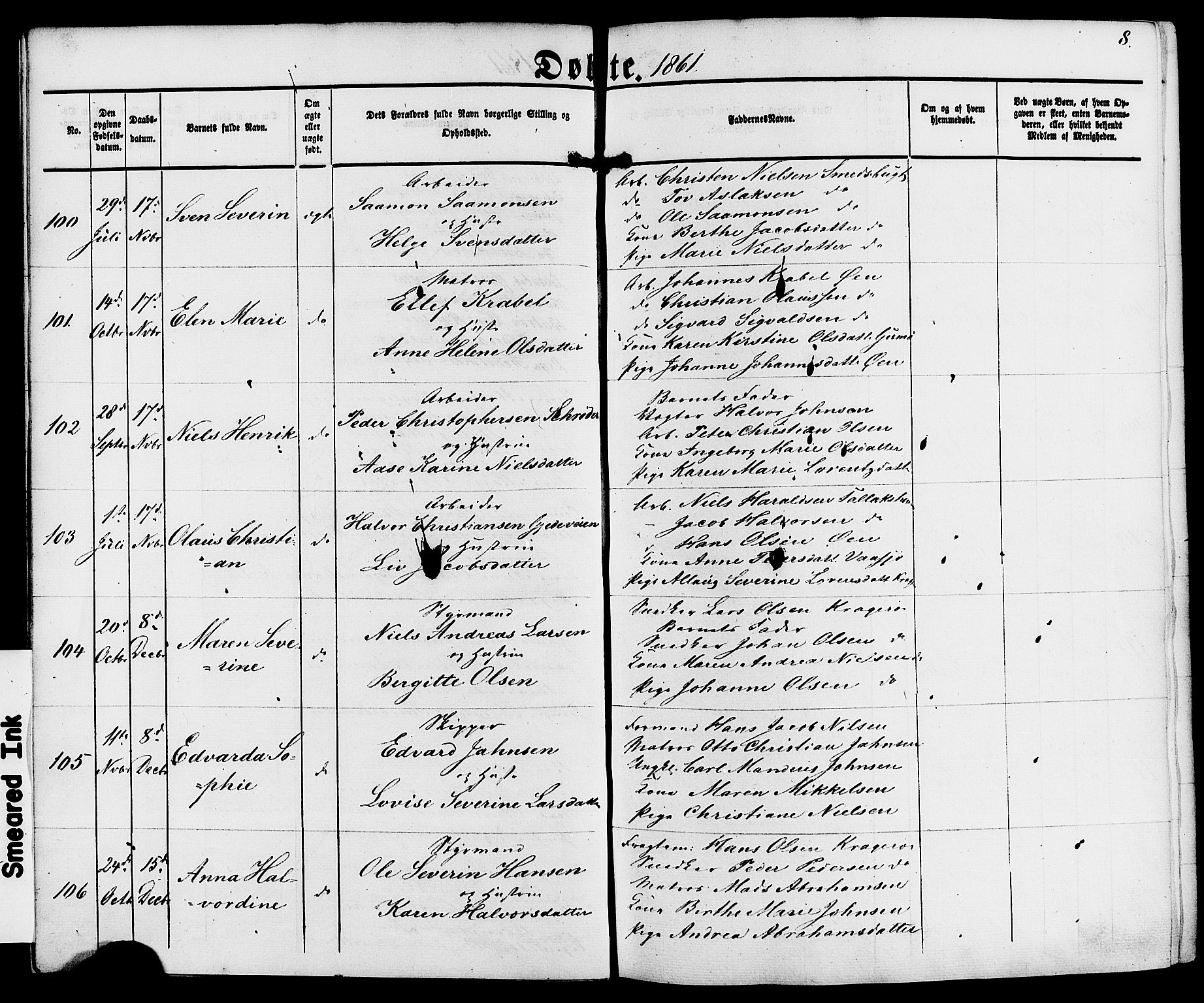 Kragerø kirkebøker, AV/SAKO-A-278/F/Fa/L0007: Parish register (official) no. 7, 1861-1875, p. 8