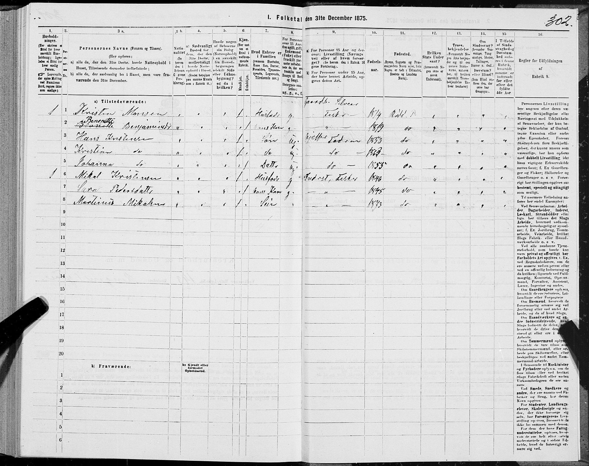 SAT, 1875 census for 1836P Rødøy, 1875, p. 2302