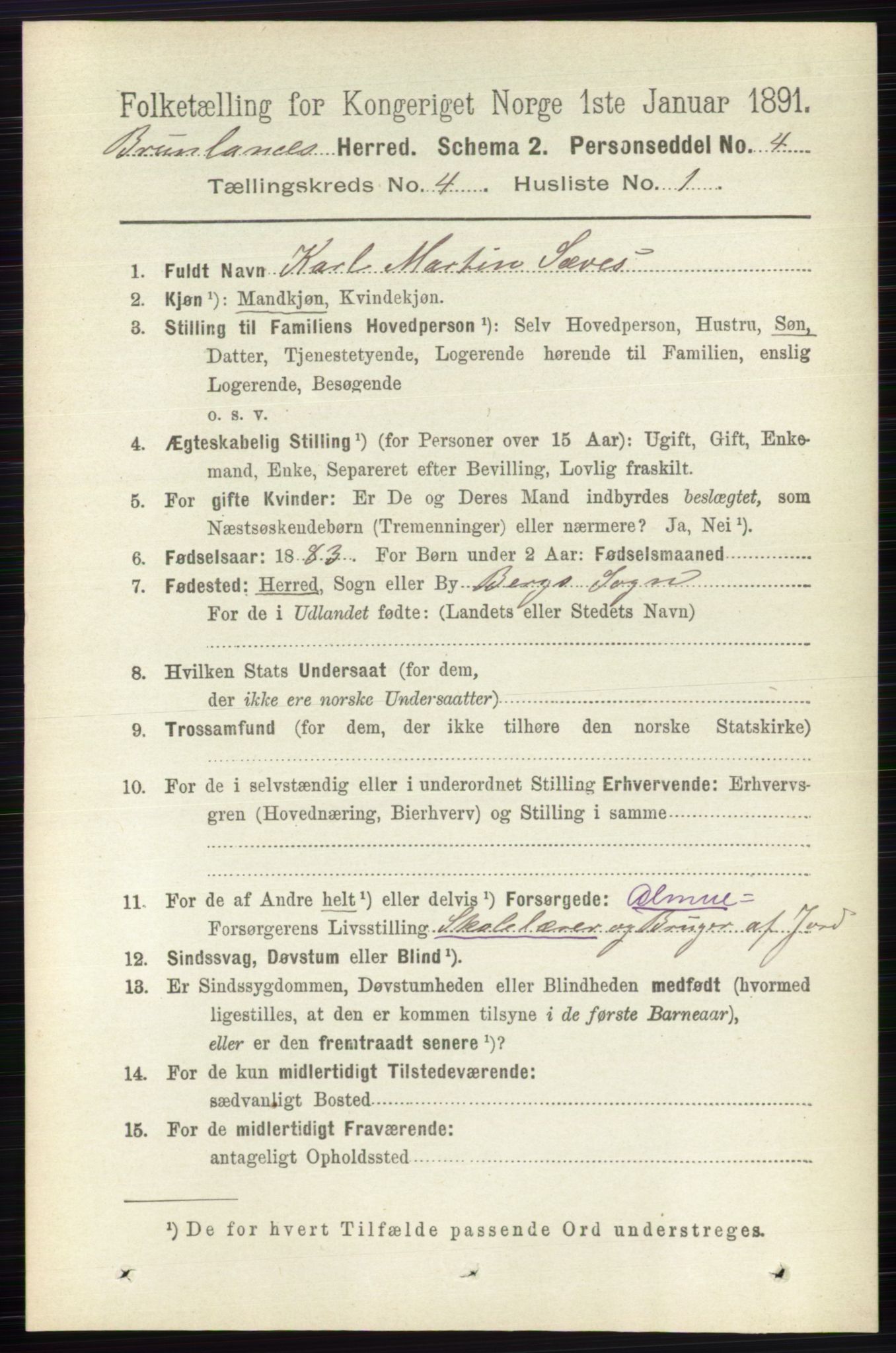 RA, 1891 census for 0726 Brunlanes, 1891, p. 1829