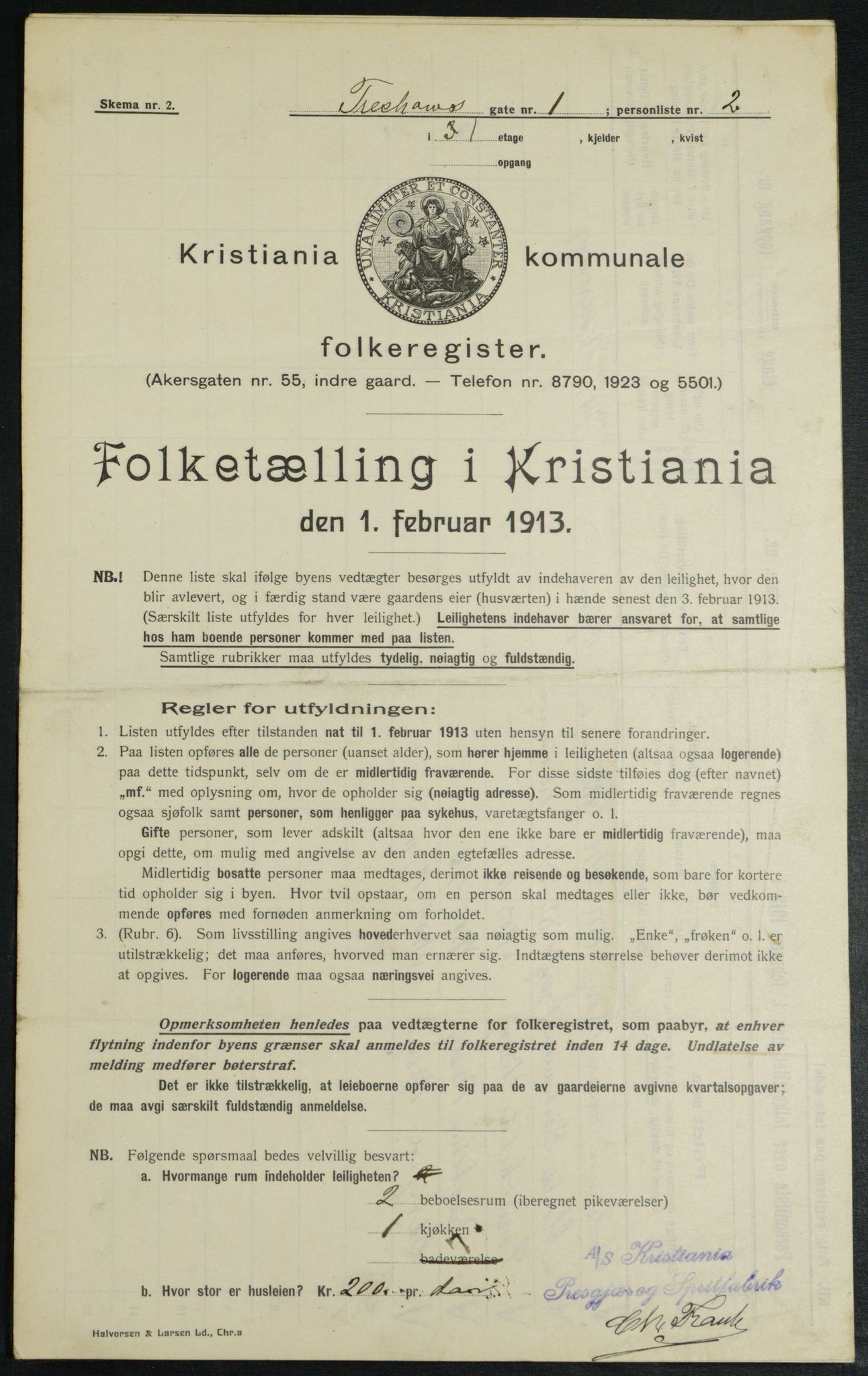 OBA, Municipal Census 1913 for Kristiania, 1913, p. 115514