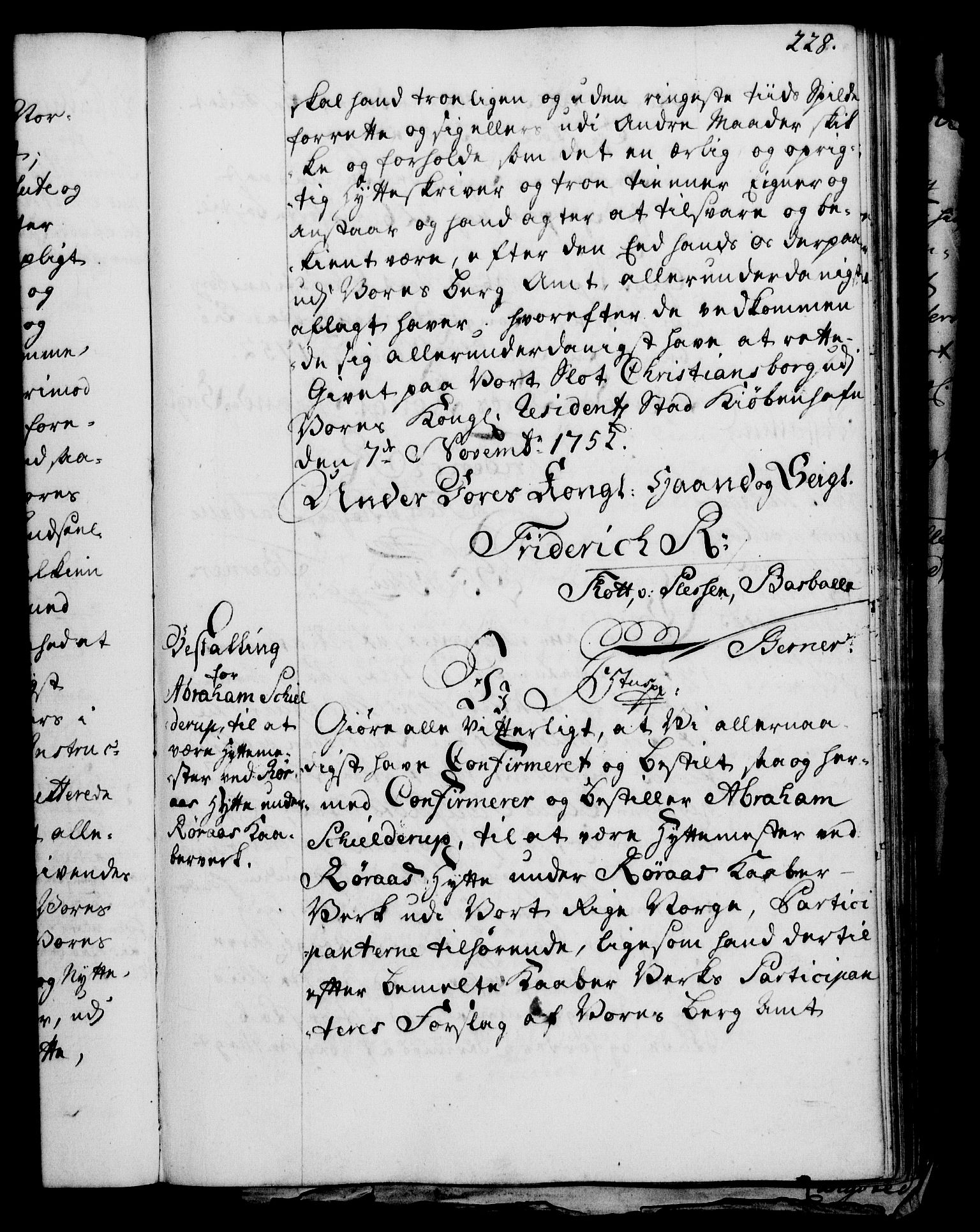Rentekammeret, Kammerkanselliet, RA/EA-3111/G/Gg/Gge/L0003: Norsk bestallingsprotokoll med register (merket RK 53.27), 1745-1761, p. 228