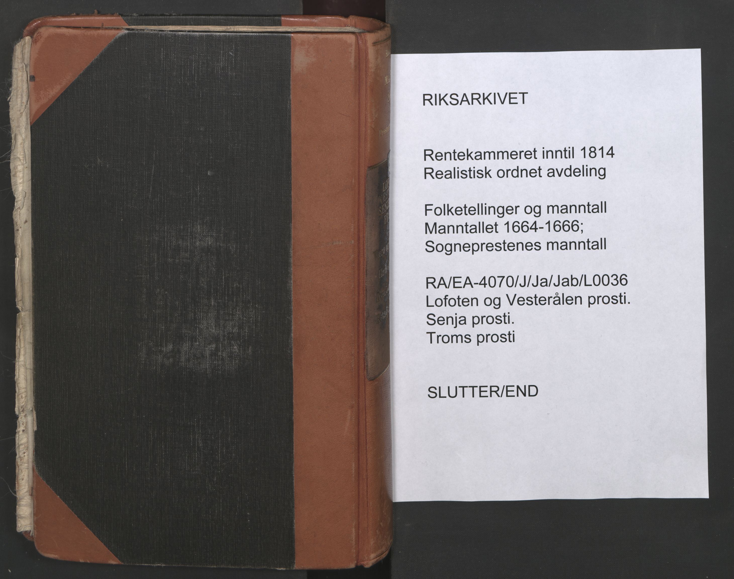 RA, Vicar's Census 1664-1666, no. 36: Lofoten and Vesterålen deanery, Senja deanery and Troms deanery, 1664-1666