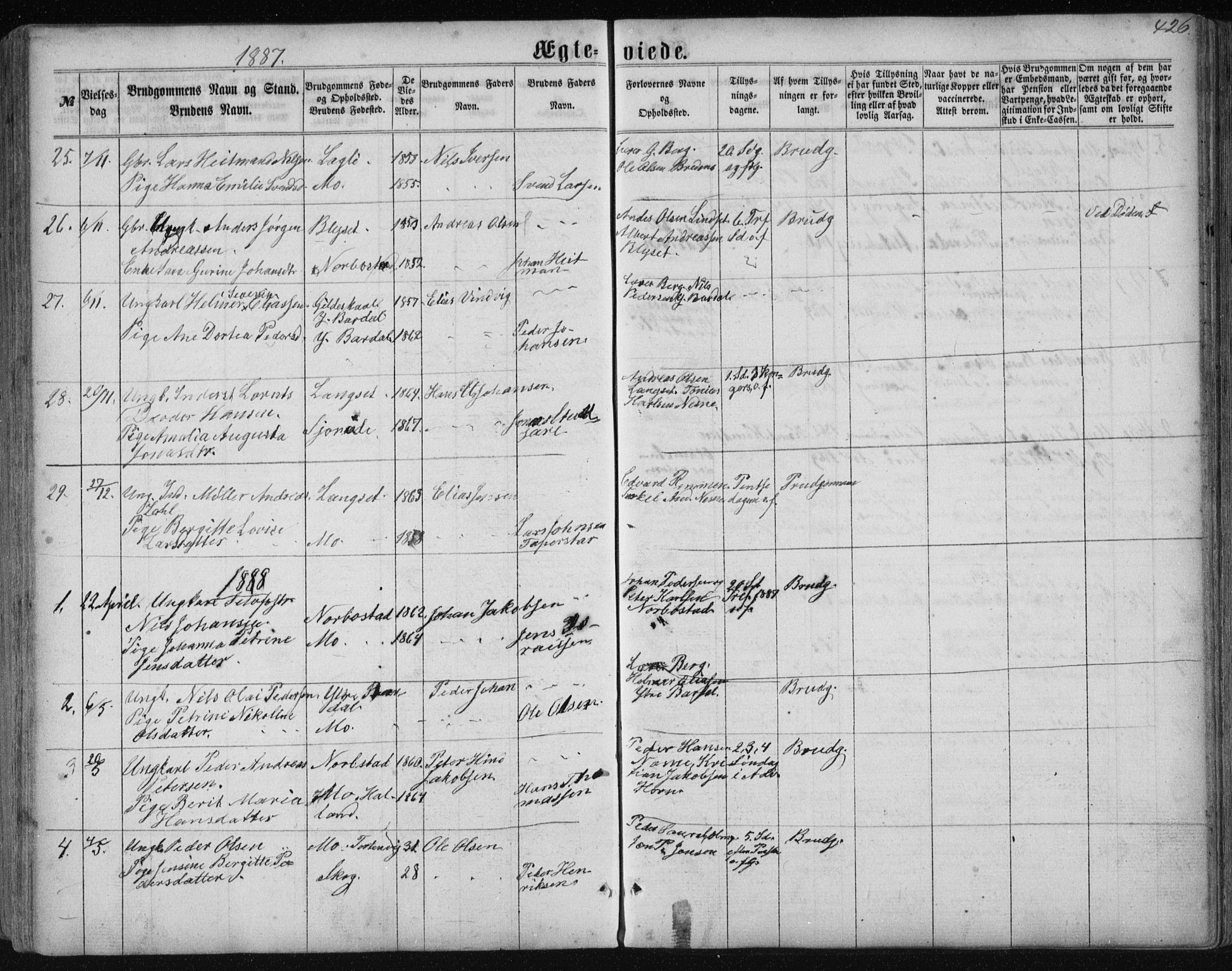 Ministerialprotokoller, klokkerbøker og fødselsregistre - Nordland, SAT/A-1459/838/L0556: Parish register (copy) no. 838C03, 1861-1893, p. 426