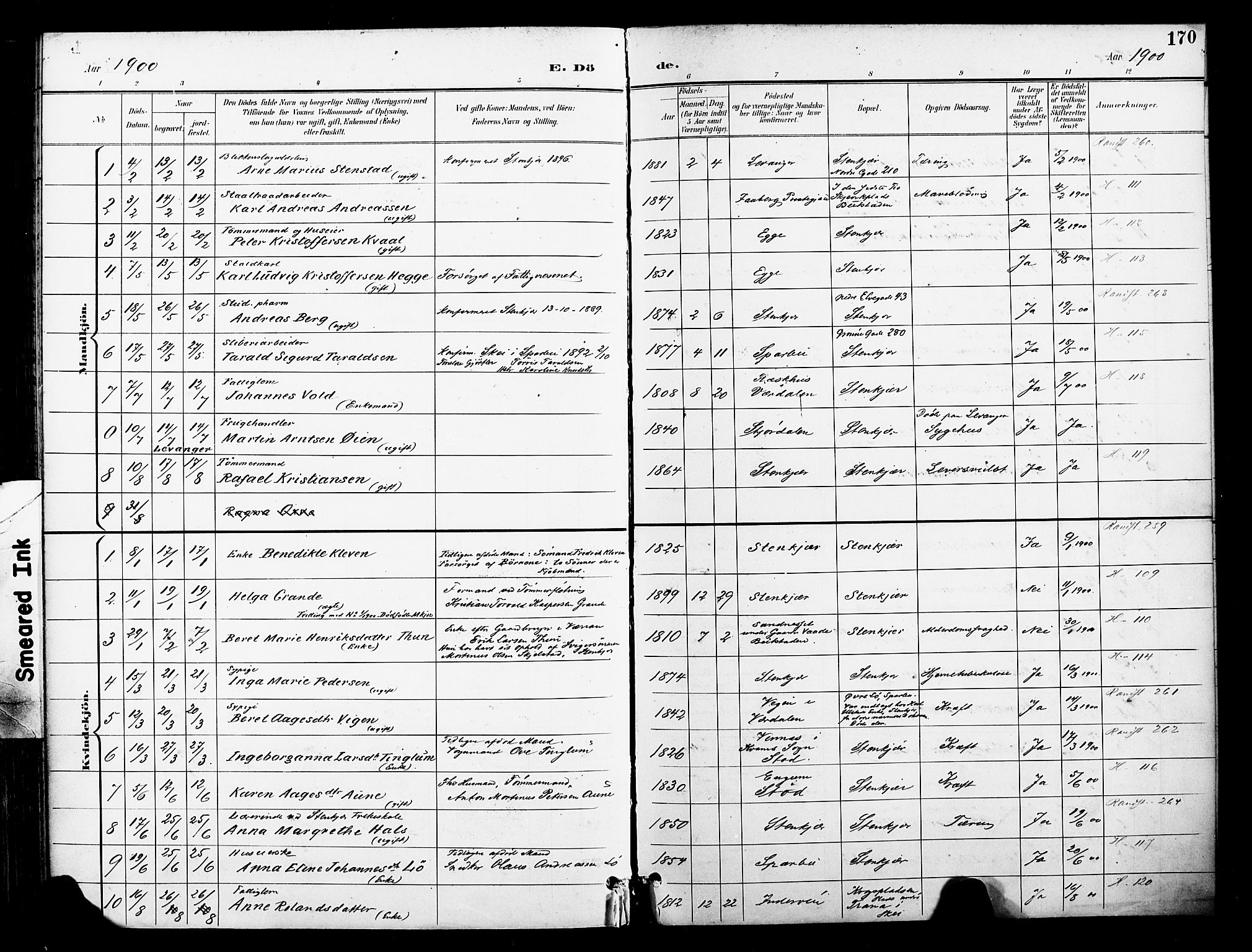 Ministerialprotokoller, klokkerbøker og fødselsregistre - Nord-Trøndelag, SAT/A-1458/739/L0372: Parish register (official) no. 739A04, 1895-1903, p. 170