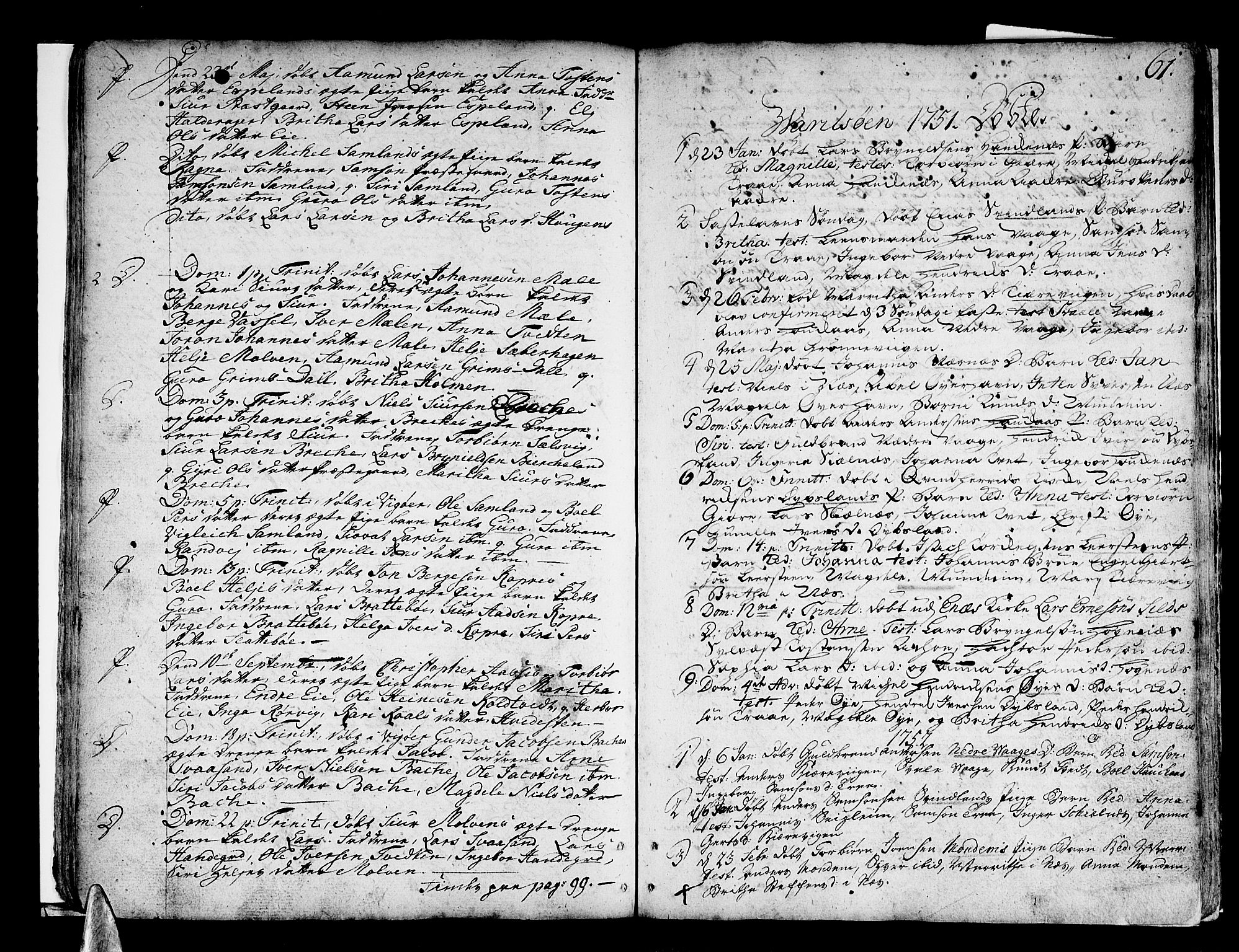 Strandebarm sokneprestembete, SAB/A-78401/H/Haa: Parish register (official) no. A 3 /3, 1751-1787, p. 61