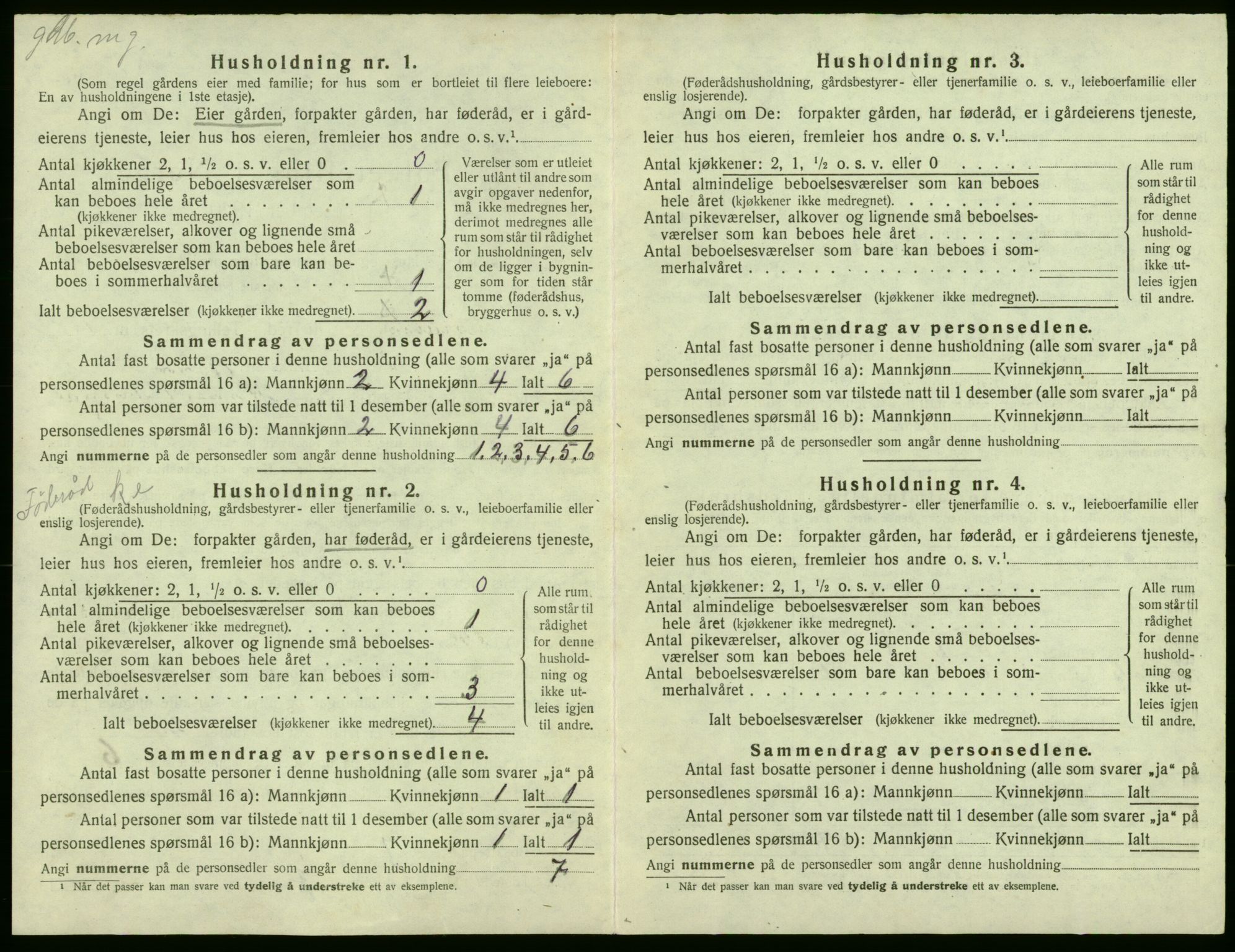 SAB, 1920 census for Røldal, 1920, p. 20