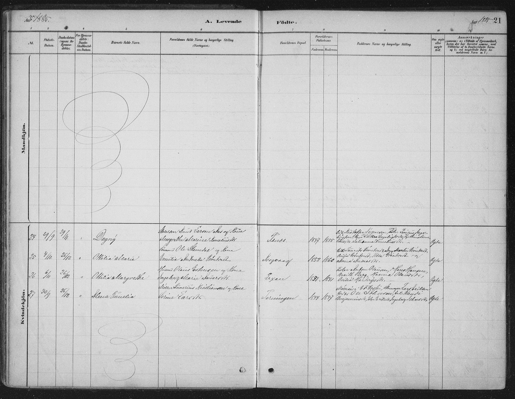 Ministerialprotokoller, klokkerbøker og fødselsregistre - Sør-Trøndelag, SAT/A-1456/662/L0755: Parish register (official) no. 662A01, 1879-1905, p. 21