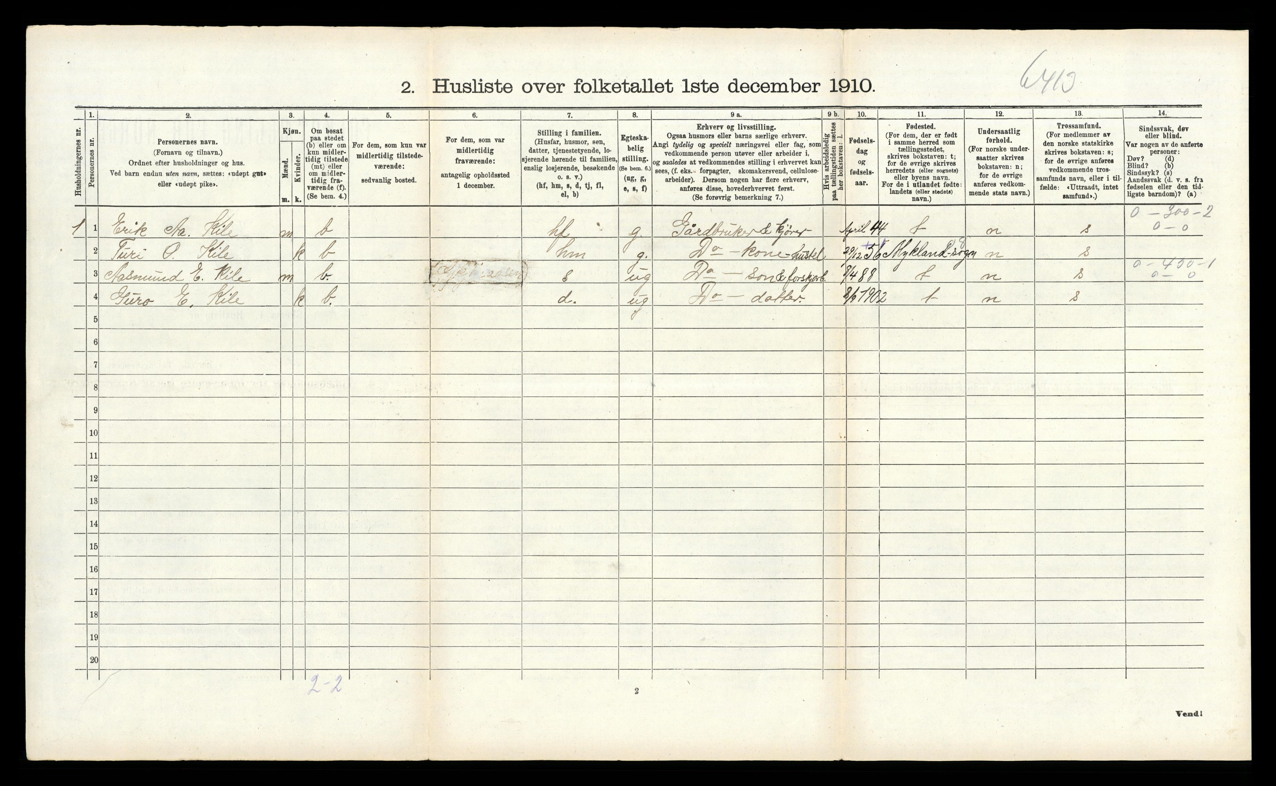 RA, 1910 census for Fyresdal, 1910, p. 694