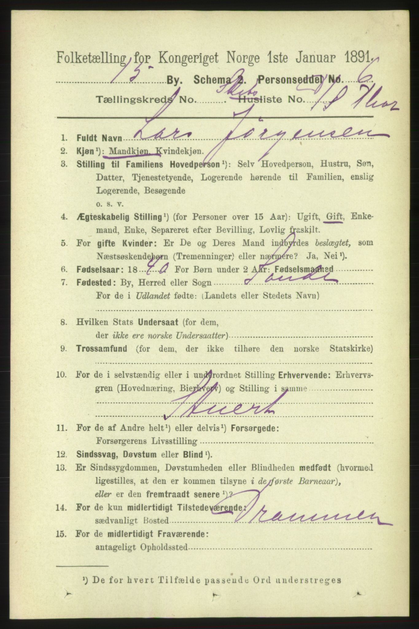 RA, 1891 census for 0602 Drammen, 1891, p. 25632