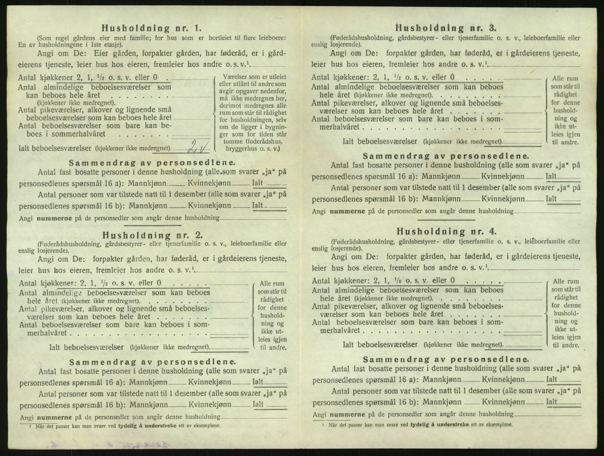 SAK, 1920 census for Bygland, 1920, p. 224