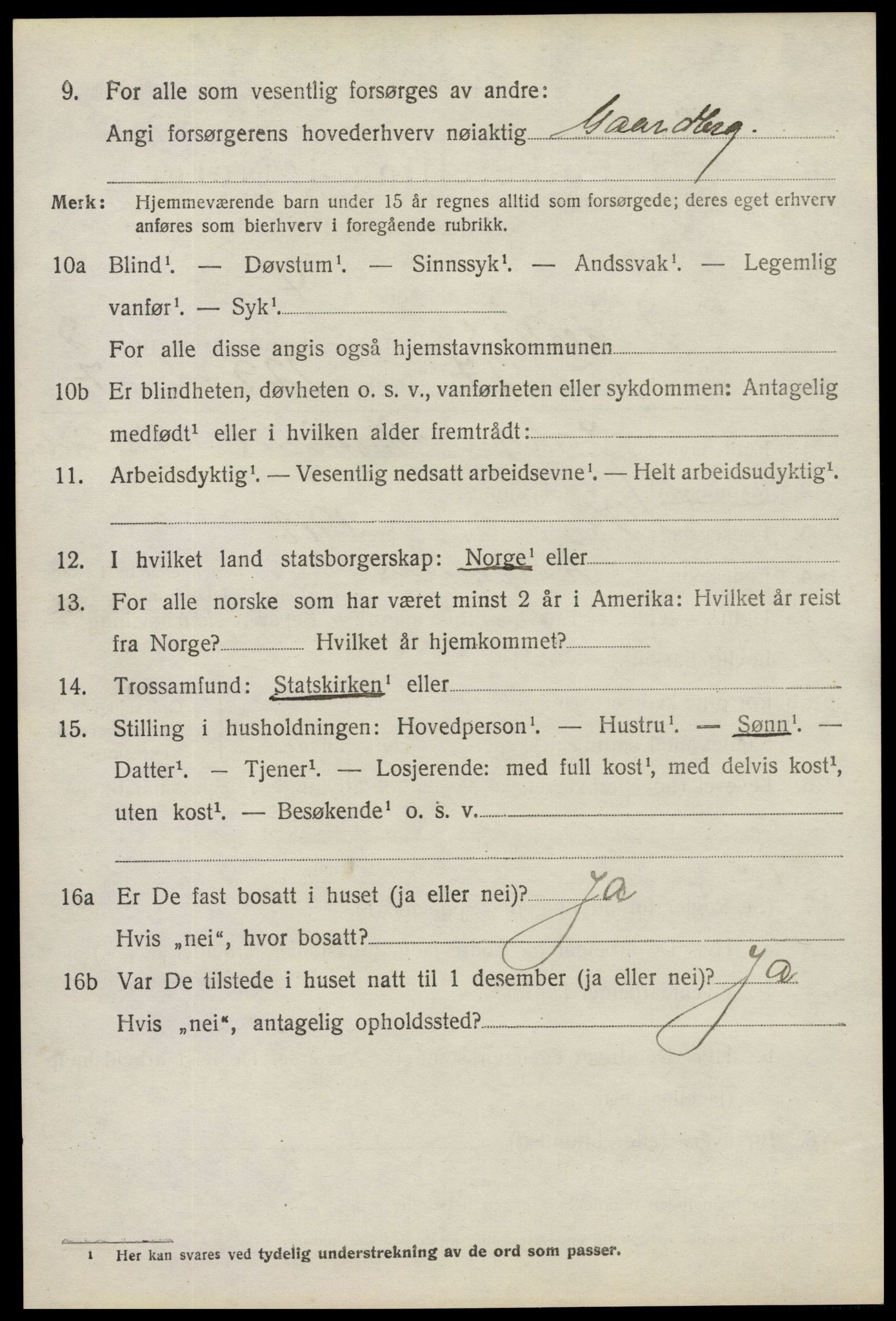 SAO, 1920 census for Degernes, 1920, p. 2321