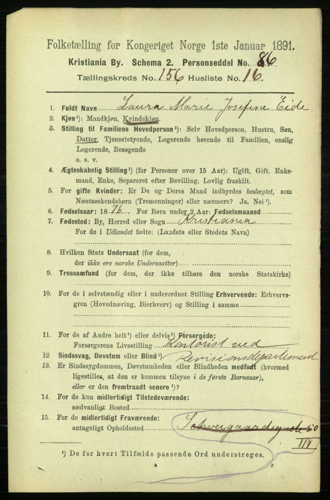 RA, 1891 census for 0301 Kristiania, 1891, p. 89168