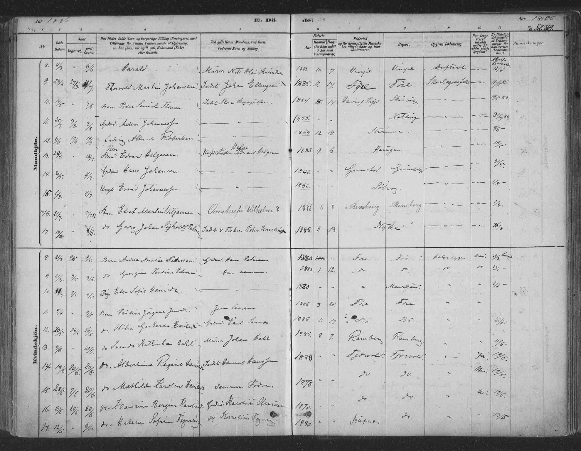 Ministerialprotokoller, klokkerbøker og fødselsregistre - Nordland, AV/SAT-A-1459/891/L1302: Parish register (official) no. 891A07, 1878-1895, p. 369