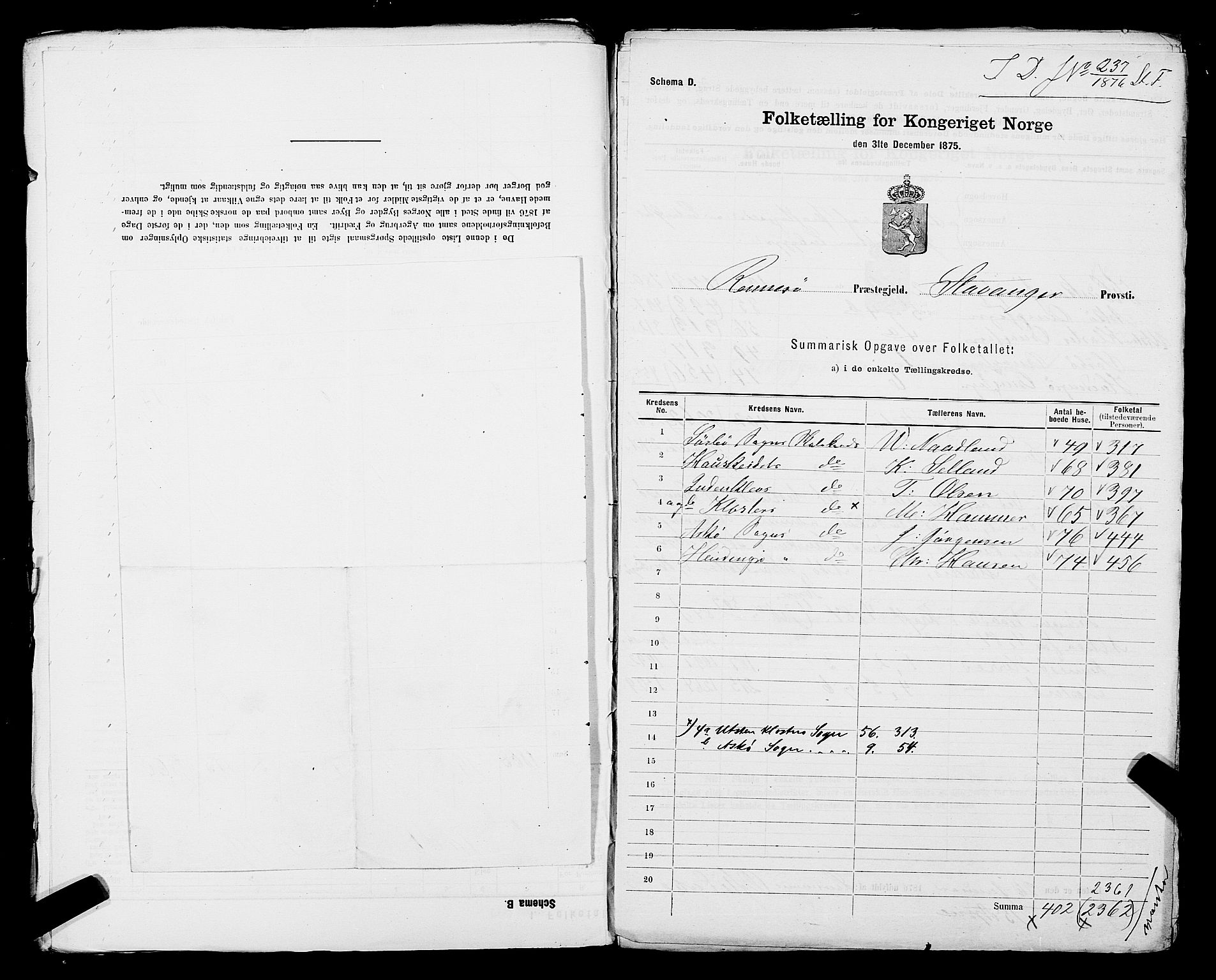 SAST, 1875 census for 1142P Rennesøy, 1875, p. 3