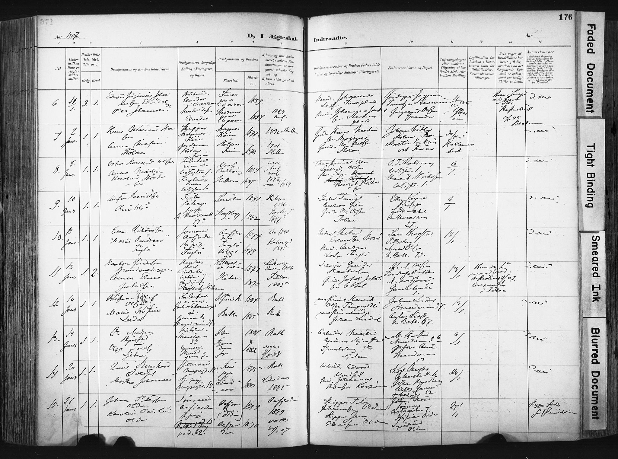 Ministerialprotokoller, klokkerbøker og fødselsregistre - Sør-Trøndelag, SAT/A-1456/604/L0201: Parish register (official) no. 604A21, 1901-1911, p. 176