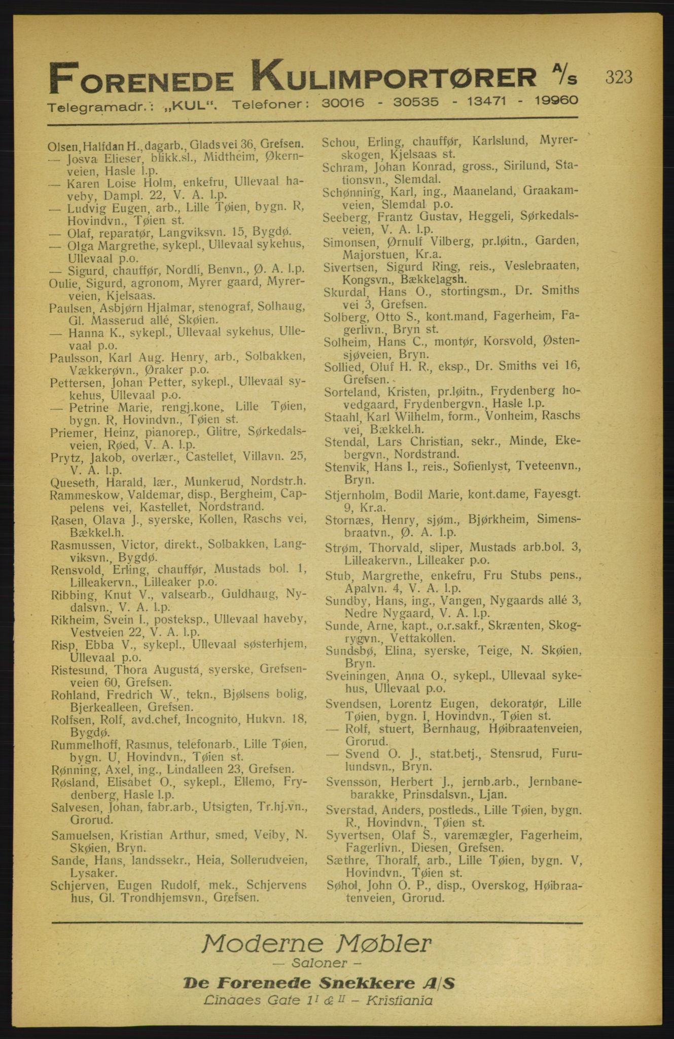 Aker adressebok/adressekalender, PUBL/001/A/002: Akers adressekalender, 1922, p. 323