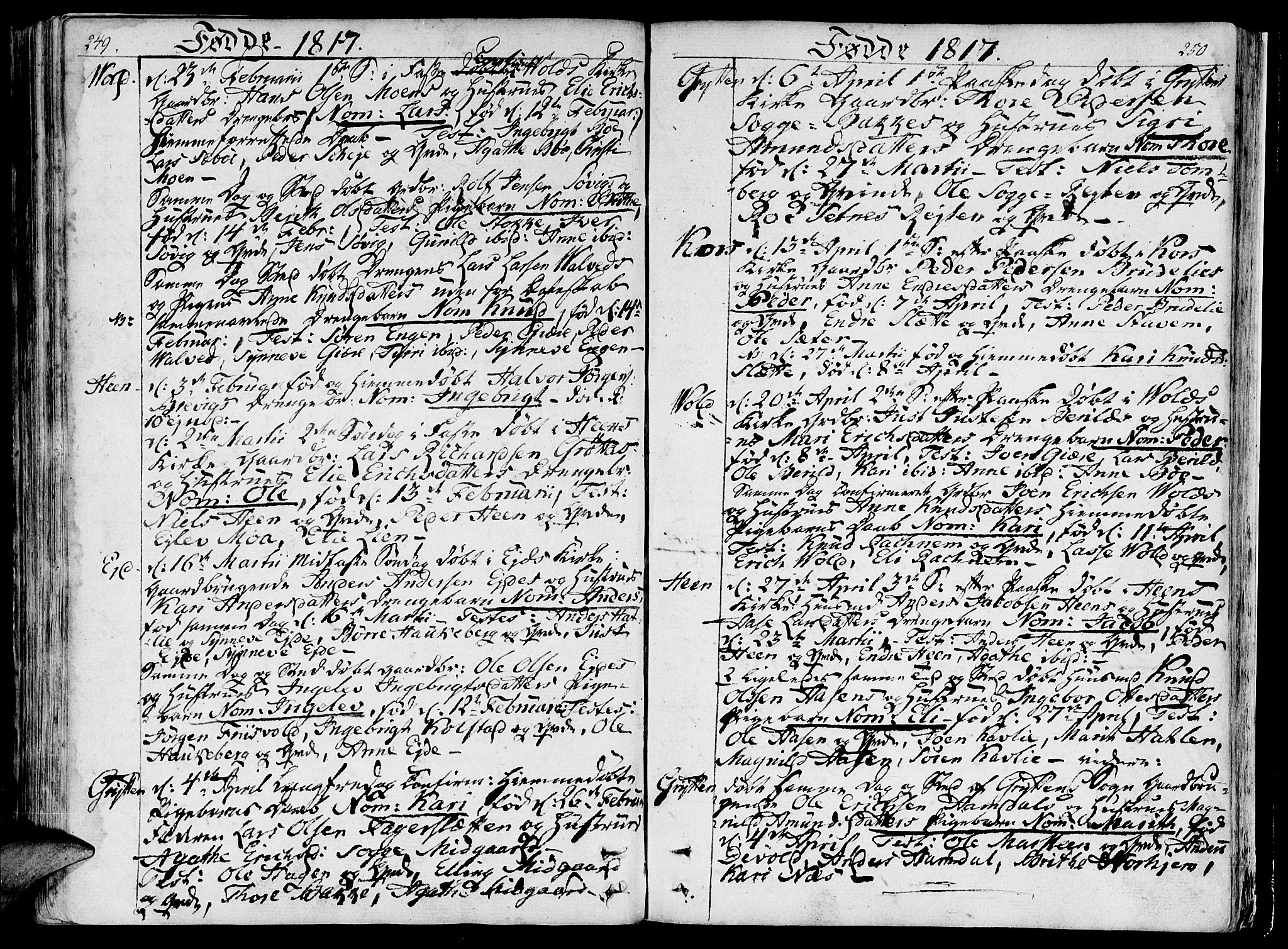 Ministerialprotokoller, klokkerbøker og fødselsregistre - Møre og Romsdal, AV/SAT-A-1454/544/L0570: Parish register (official) no. 544A03, 1807-1817, p. 249-250