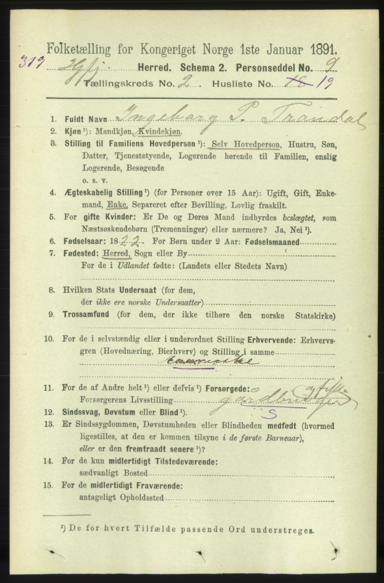 RA, 1891 census for 1522 Hjørundfjord, 1891, p. 392